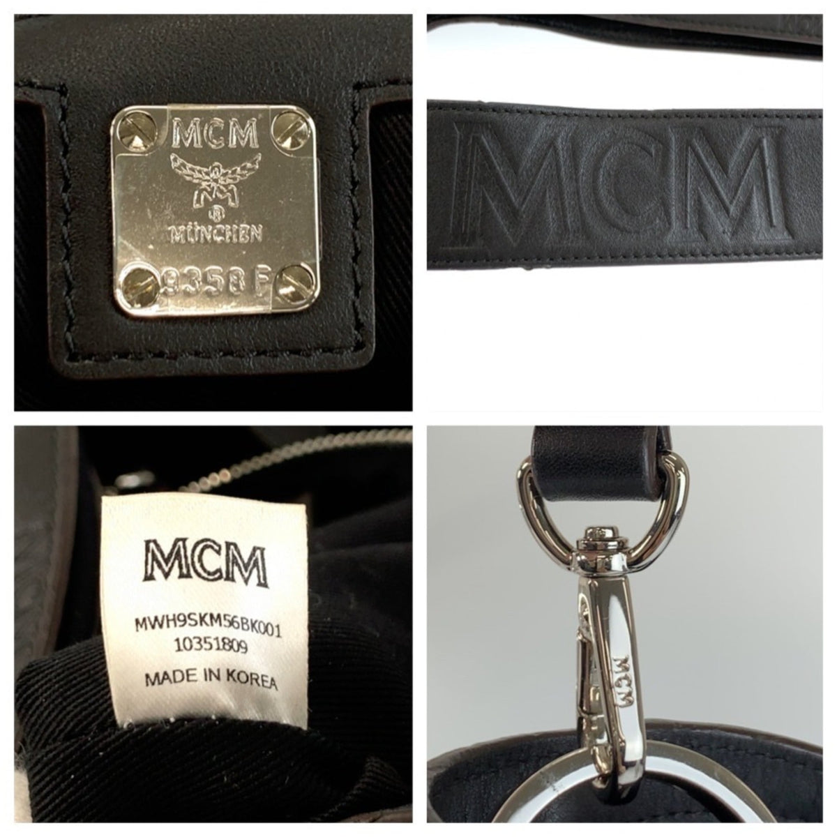 Mcm Beige Black Leather Handbag Shoulder Bag (Pre-Owned)