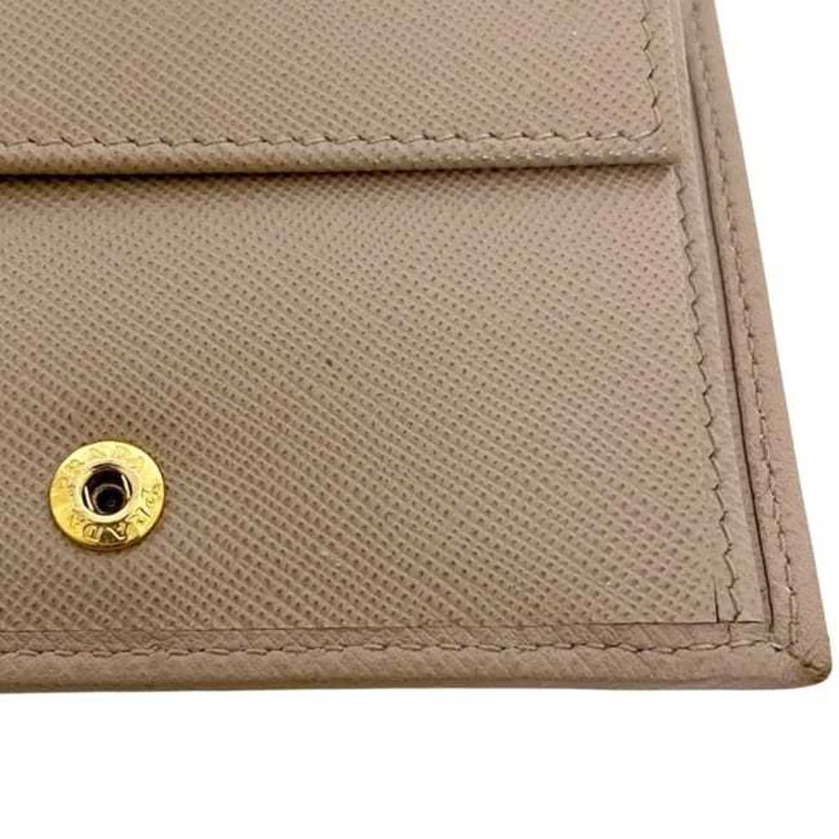 Prada Beige Saffiano Metal Wallet (Bi-Fold) (Pre-Owned)