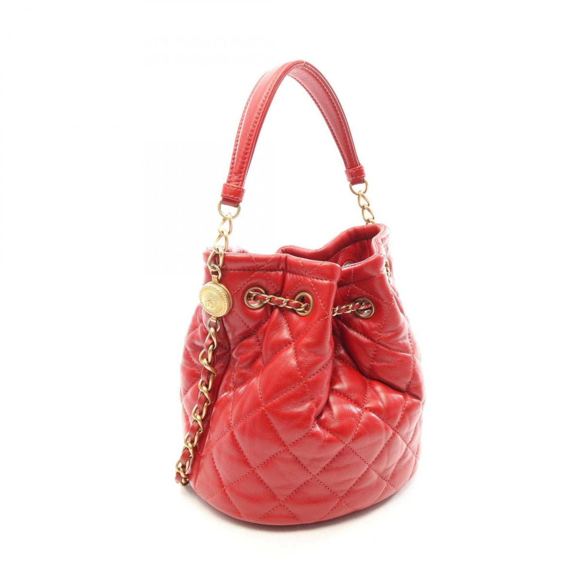 Chanel Red Color Leather Handbag Shoulder Bag (Pre-Owned)