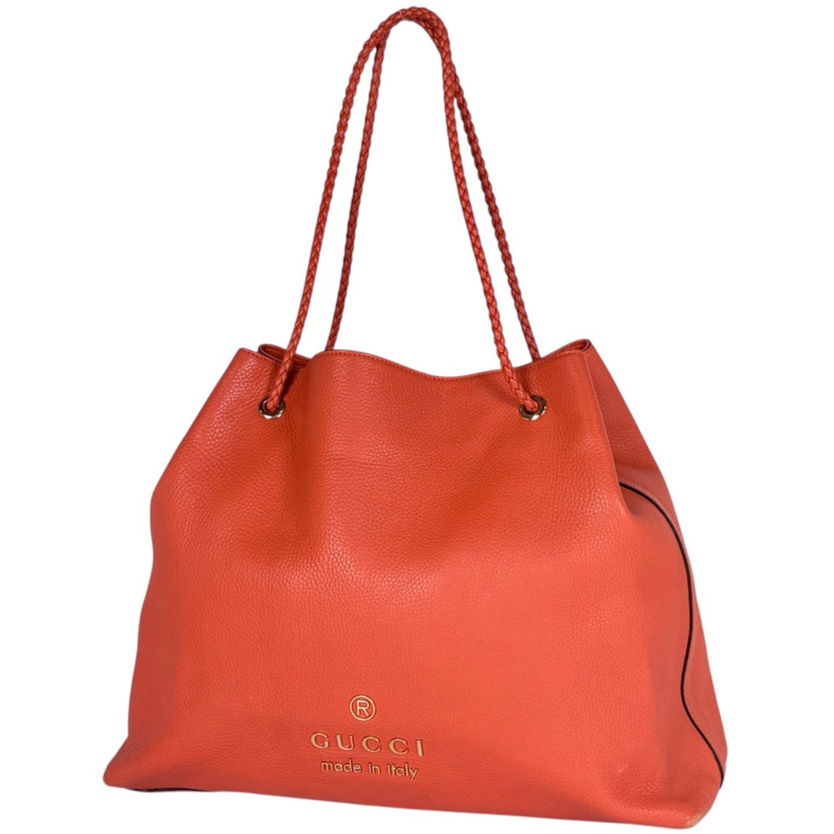 Gucci Red Color Leather Tote Bag (Pre-Owned)