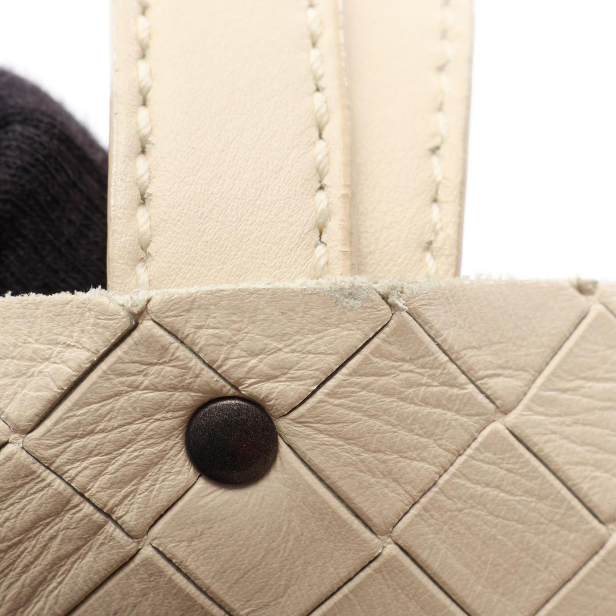 Bottega Veneta Ivory Leather Handbag Tote Bag (Pre-Owned)