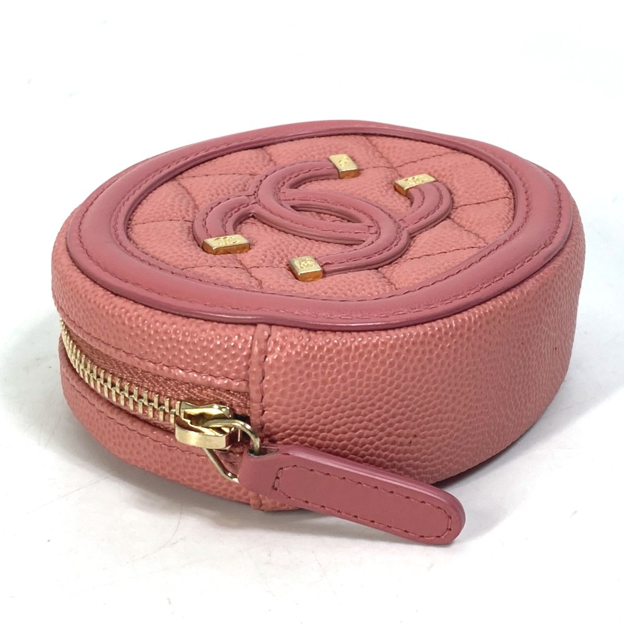 Chanel Pink Leather Coin Purse/Coin Case (Pre-Owned)
