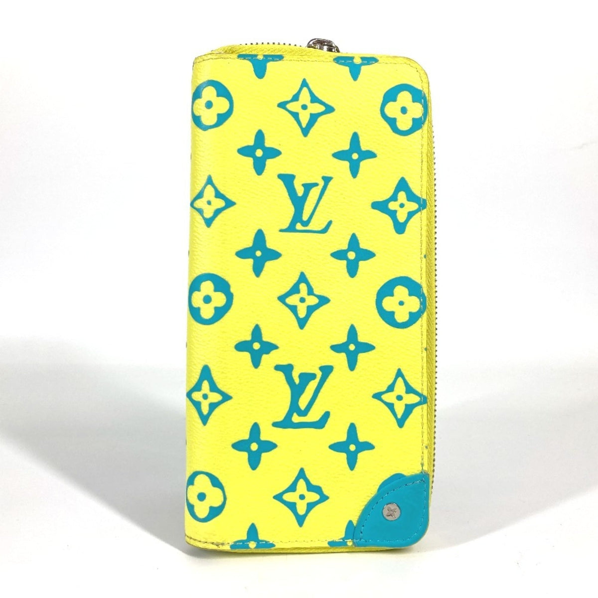 Louis Vuitton Monogram Blue Yellow Monogram Leather Long Wallet (Bi-Fold) (Pre-Owned)