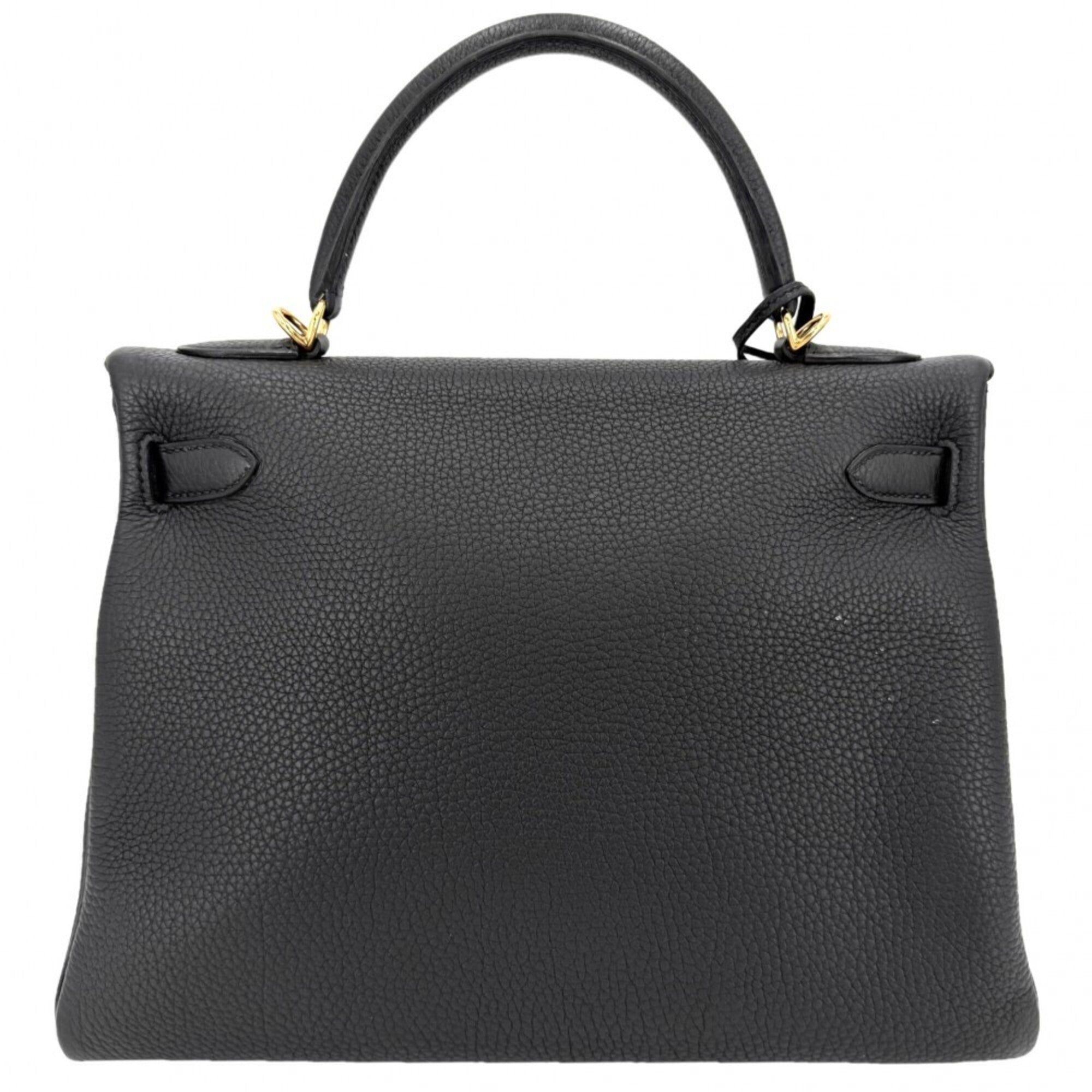 Hermes Black Leather Handbag Shoulder Bag (Pre-Owned)