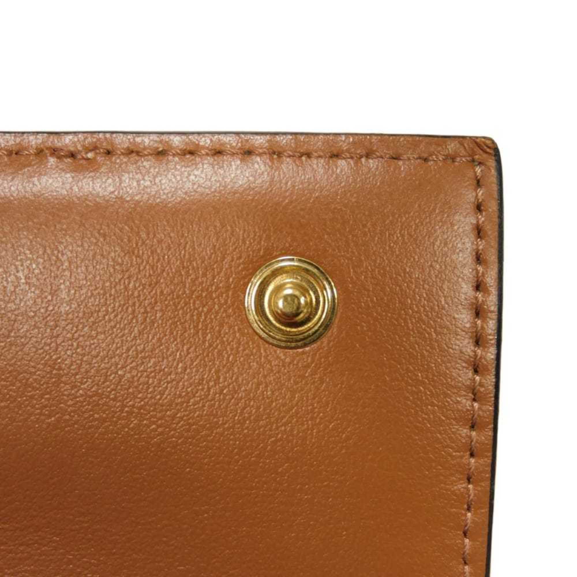 Celine Black Brown Coated Canvas Leather Wallet (Tri-Fold) (Pre-Owned)