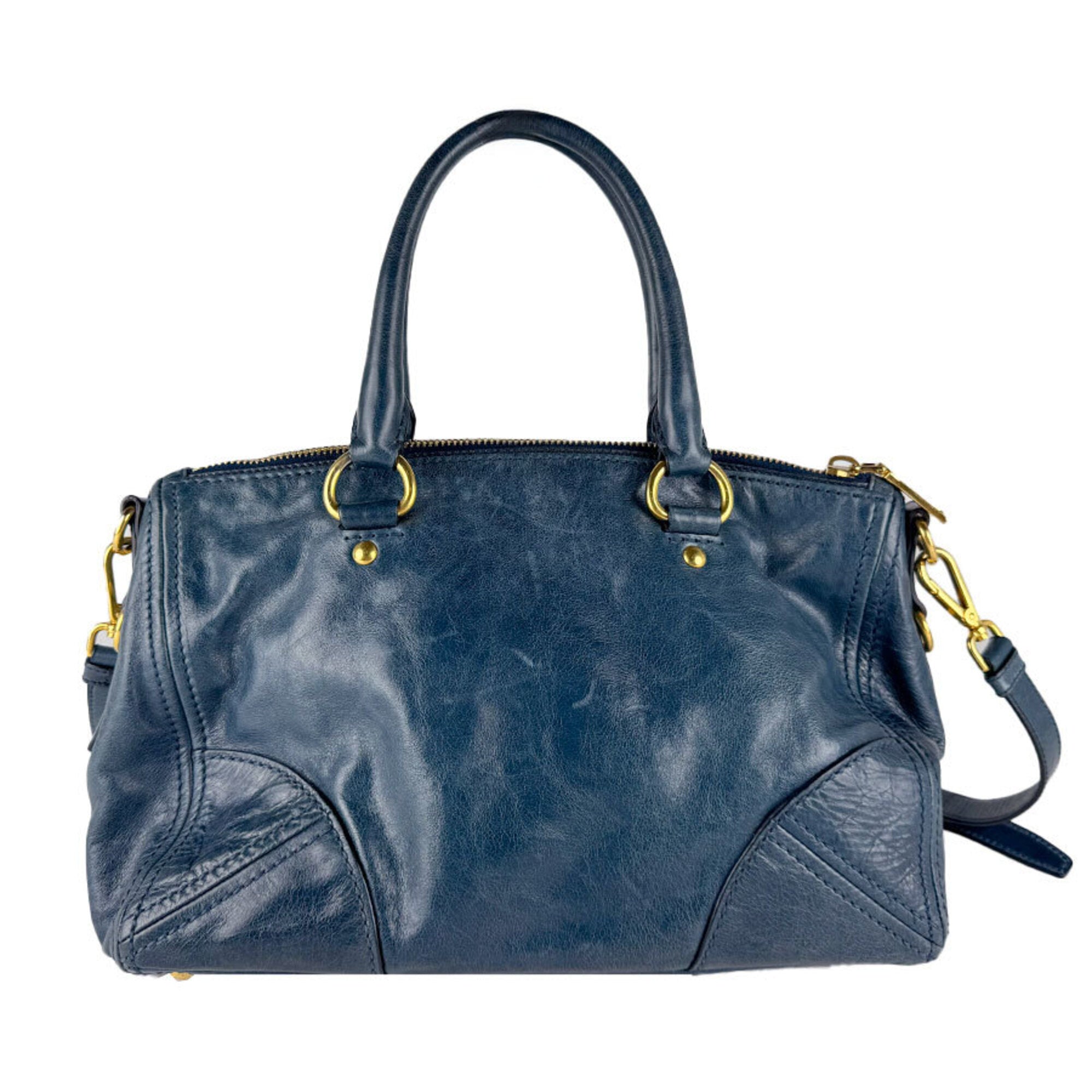 Prada Green Leather Handbag Shoulder Bag (Pre-Owned)