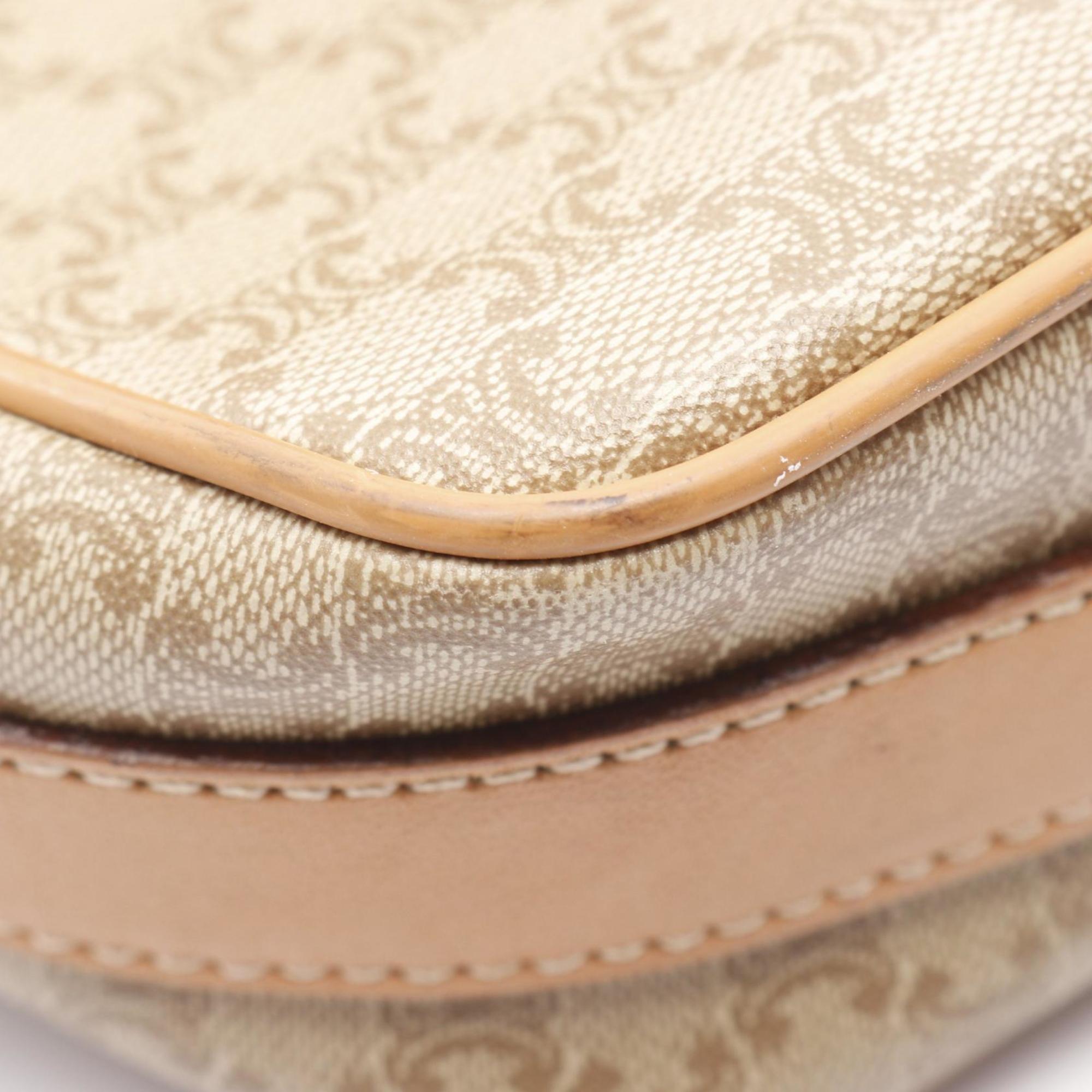 Celine Beige Brown Coated Canvas Shoulder Bag (Pre-Owned)
