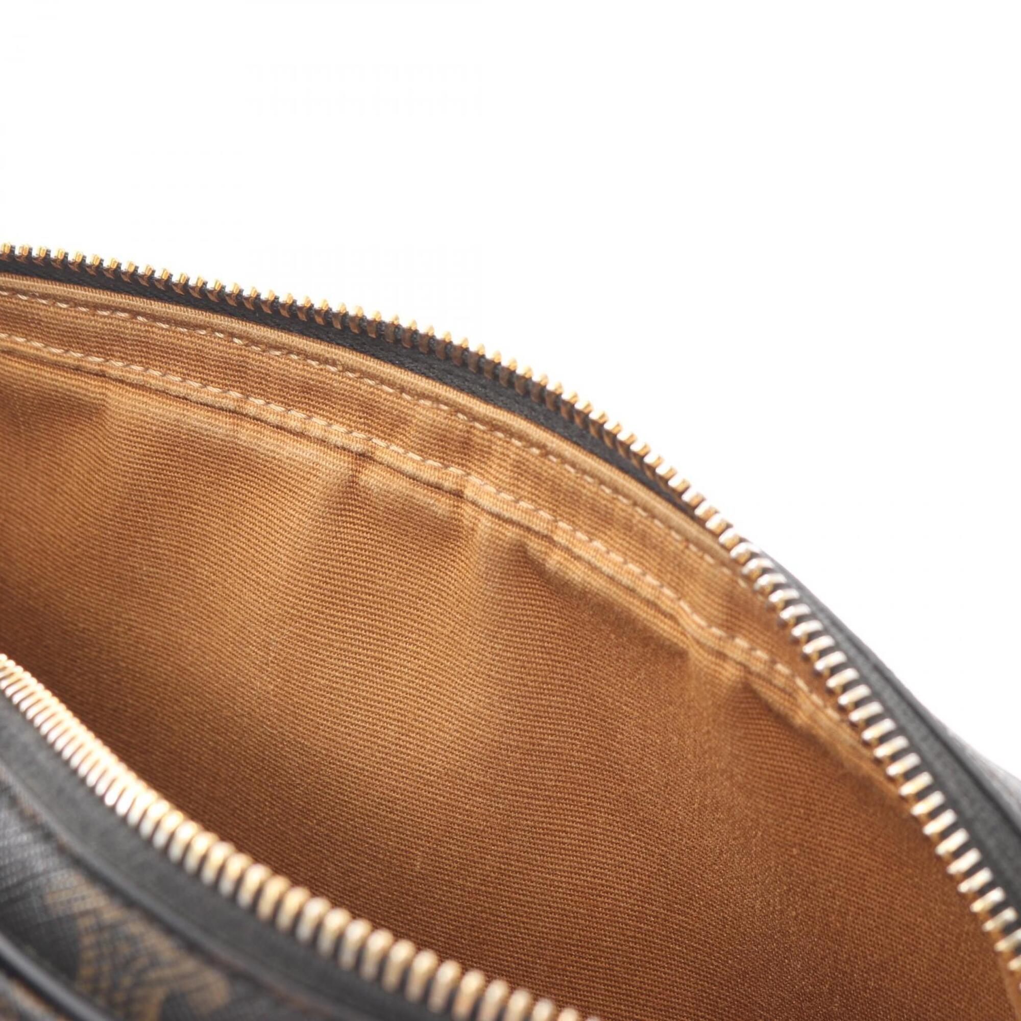 Celine Brown Coated Canvas Leather Handbag Shoulder Bag (Pre-Owned)