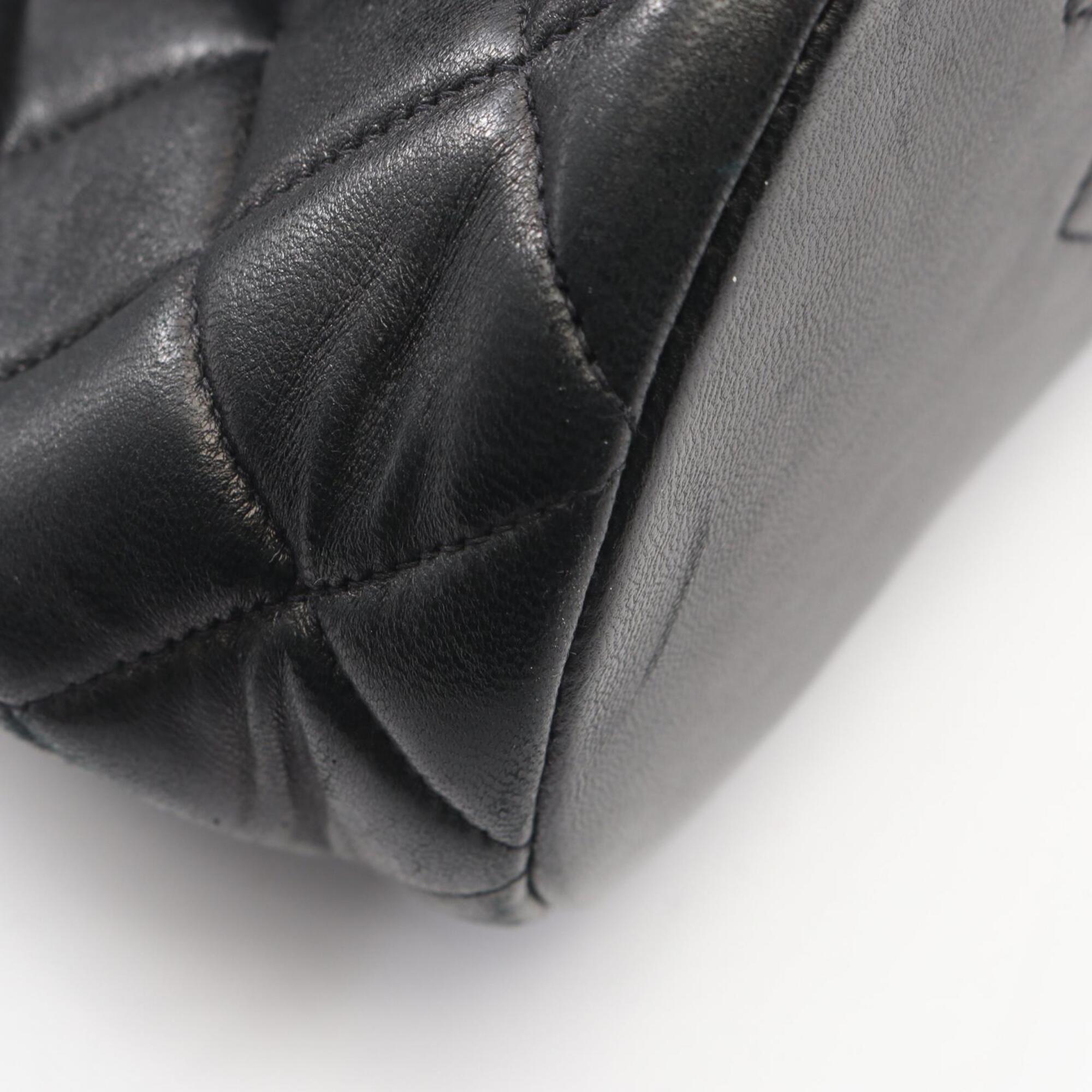 Chanel Matelasse Black Leather Backpack Handbag (Pre-Owned)