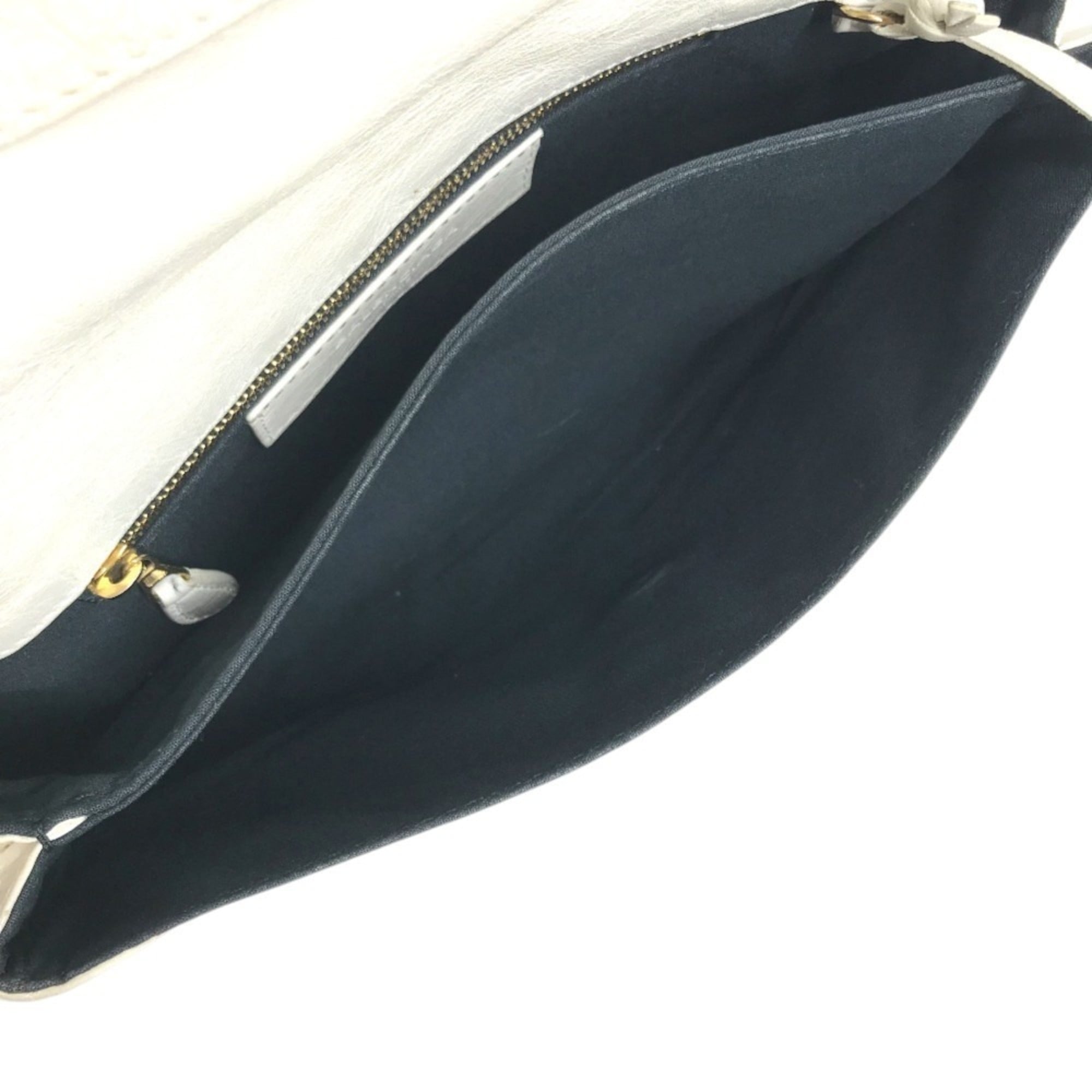 Balenciaga Gold White Leather Clutch Bag Handbag Pouch (Pre-Owned)