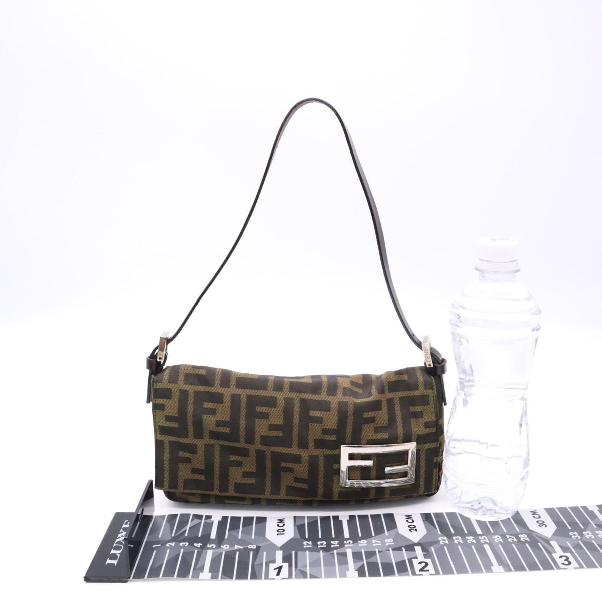 Fendi Zucca Brown Canvas Leather Shoulder Bag (Pre-Owned)