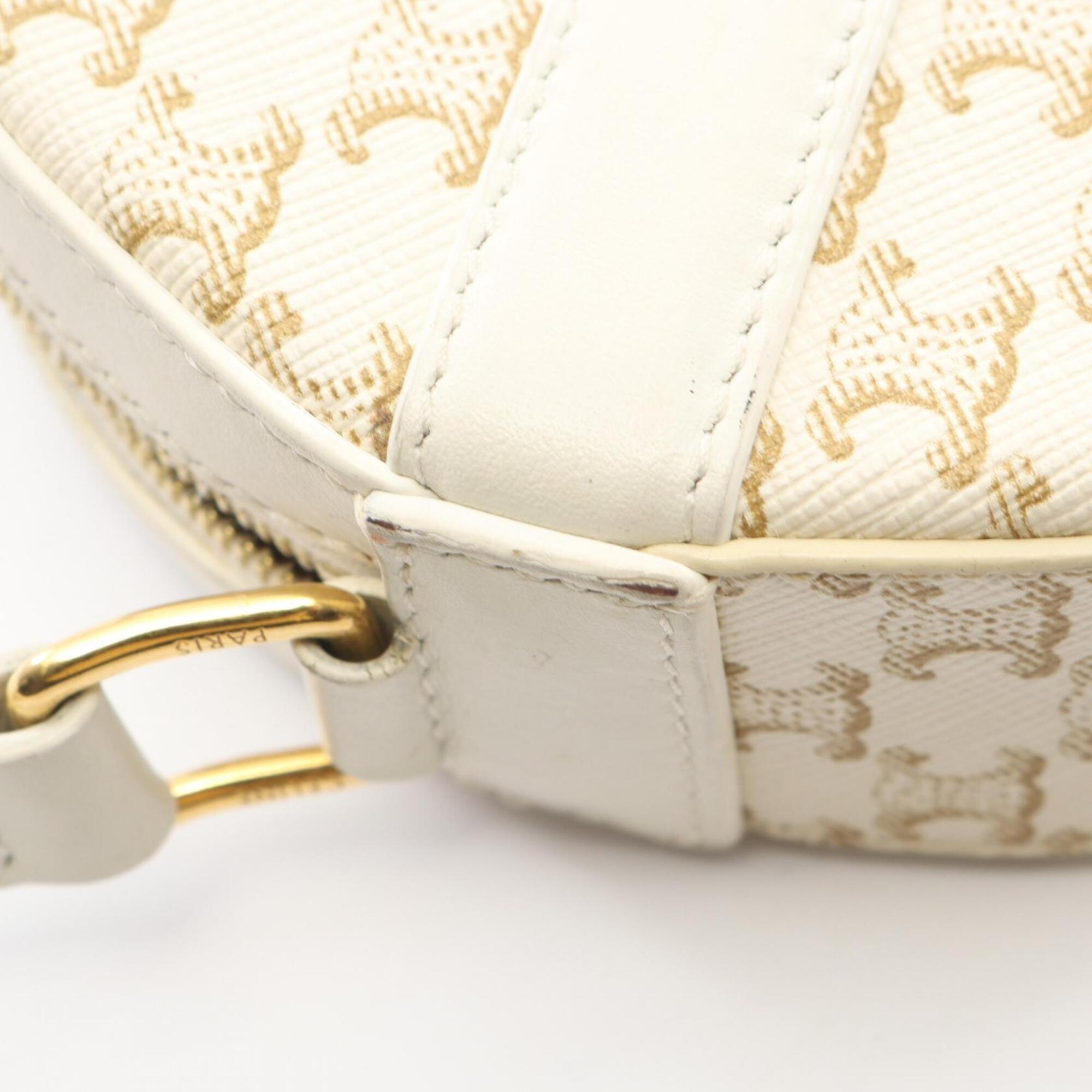 Celine White Coated Canvas Handbag Shoulder Bag (Pre-Owned)