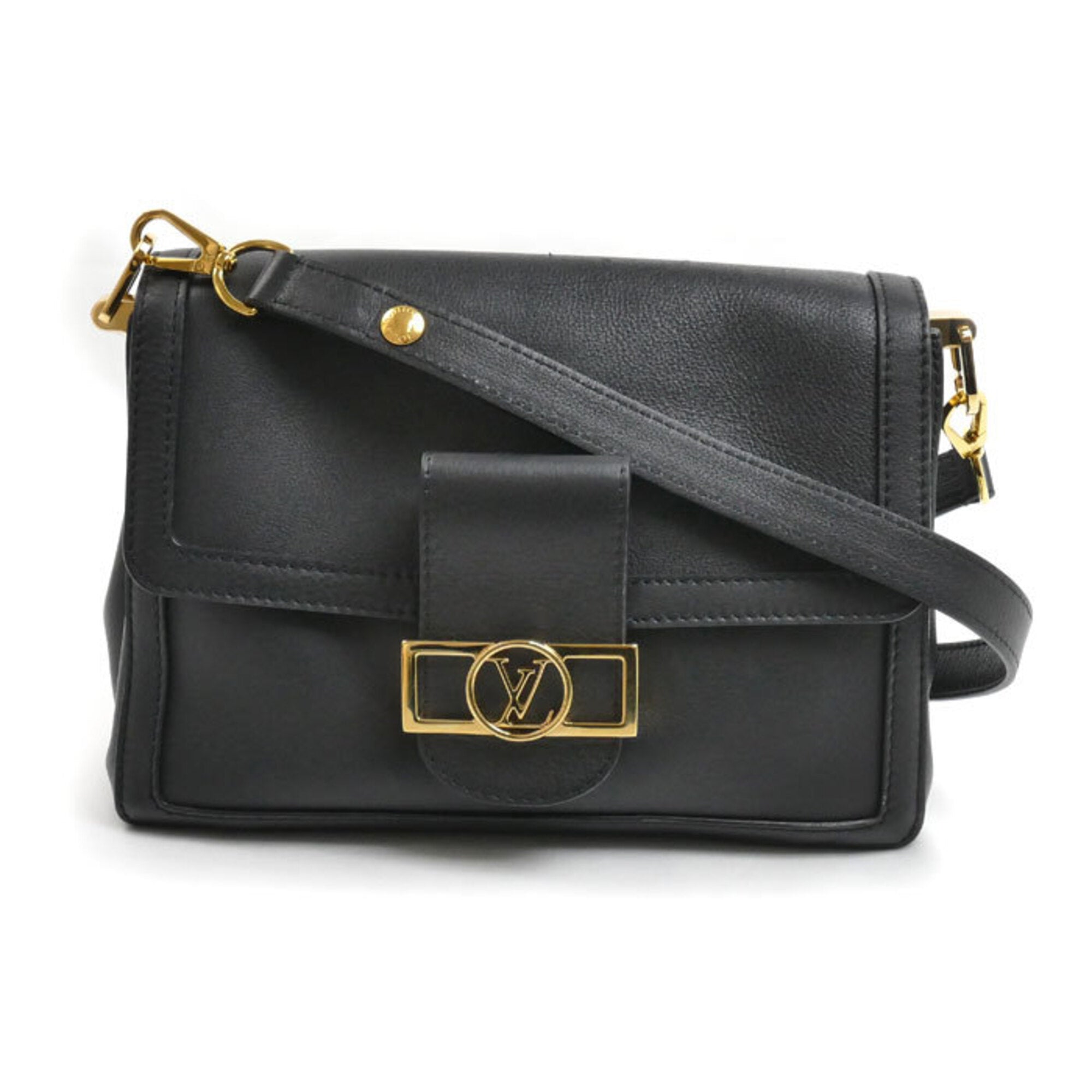 Louis Vuitton Black Leather Shoulder Bag (Pre-Owned)