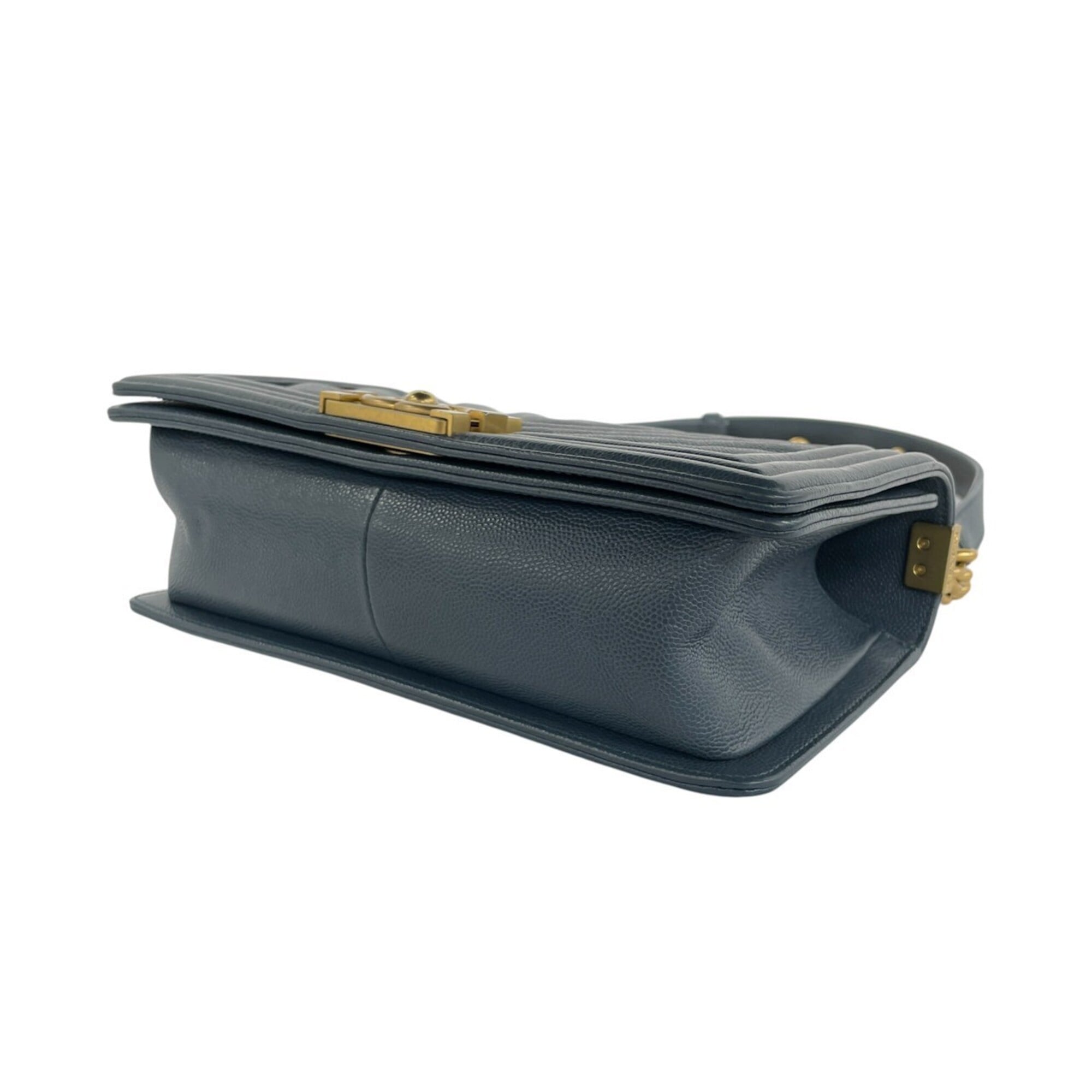Chanel Blue Grained Calfskin Shoulder Bag (Pre-Owned)