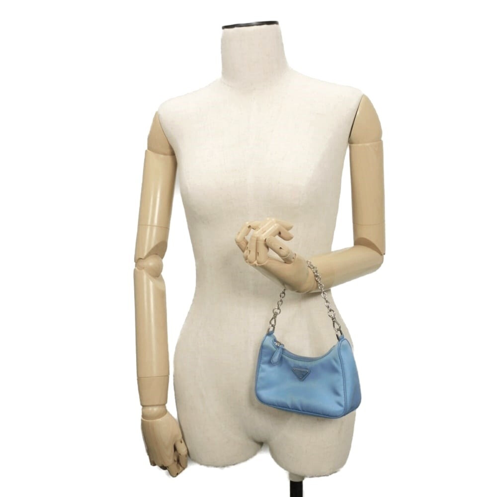 Prada Blue Nylon Pouch Shoulder Bag (Pre-Owned)