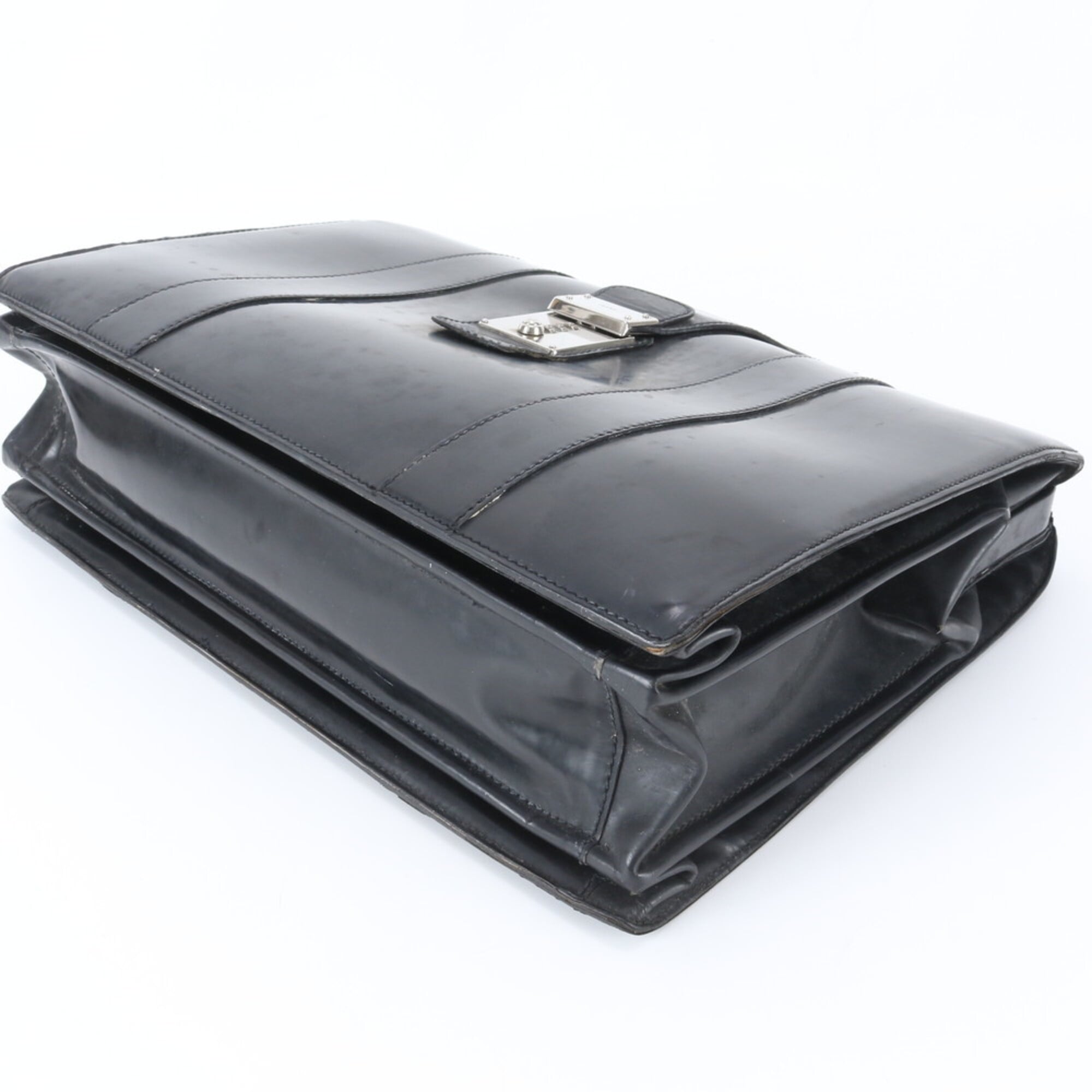 Gucci Black Leather Briefcase Handbag (Pre-Owned)