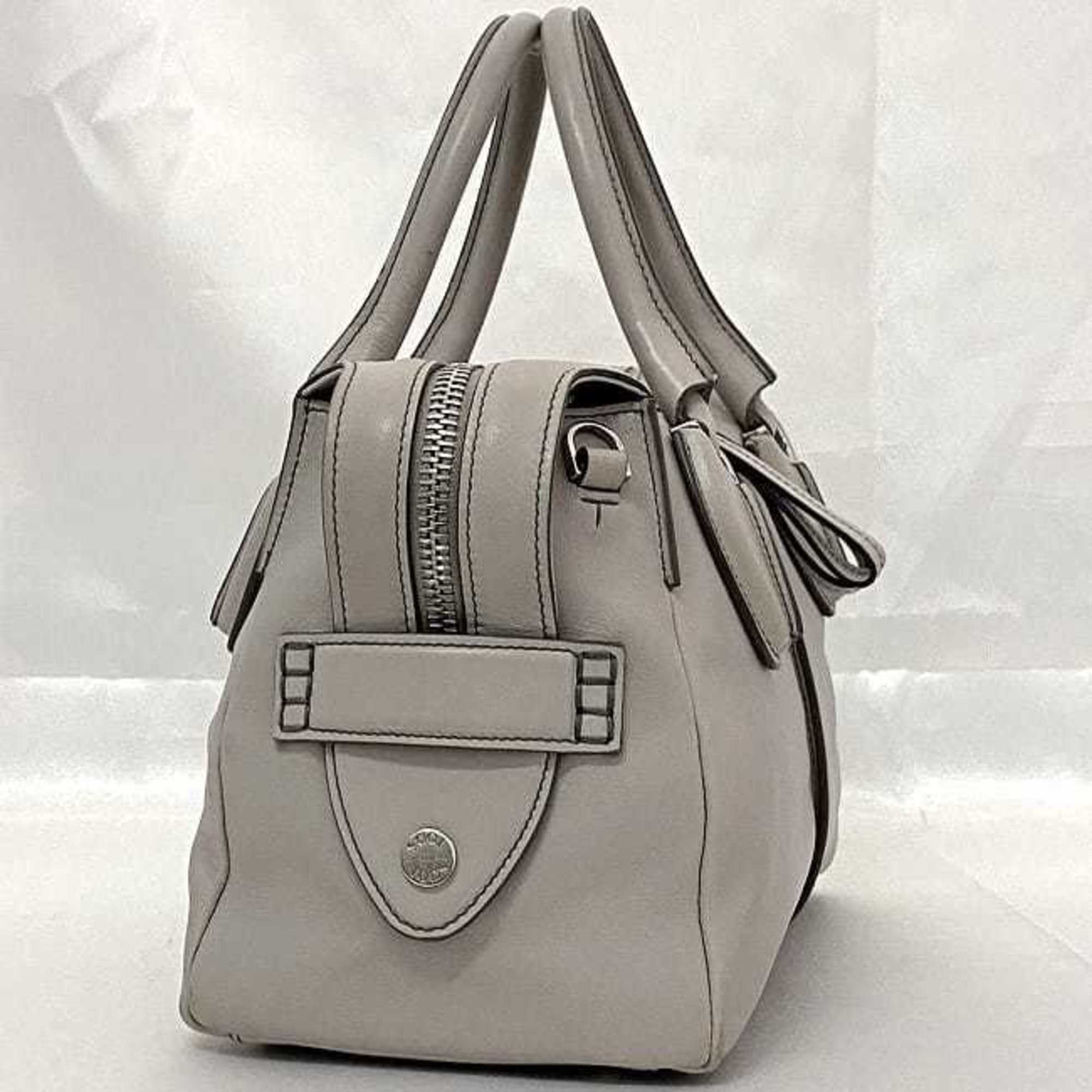 Tod's Gray Leather Handbag Shoulder Bag (Pre-Owned)