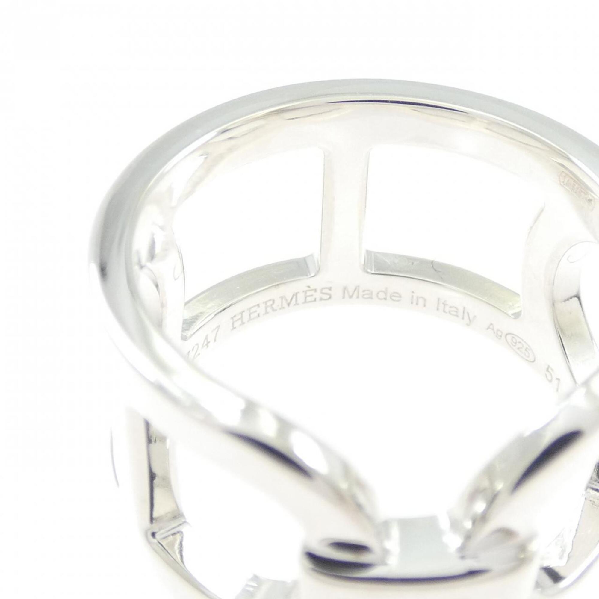 Hermes Silver 925 Band Ring (Pre-Owned)