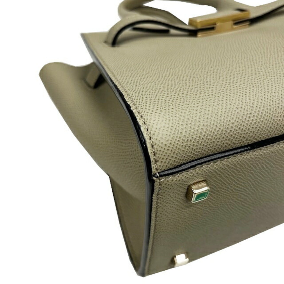 Valextra Green Leather Handbag Shoulder Bag (Pre-Owned)