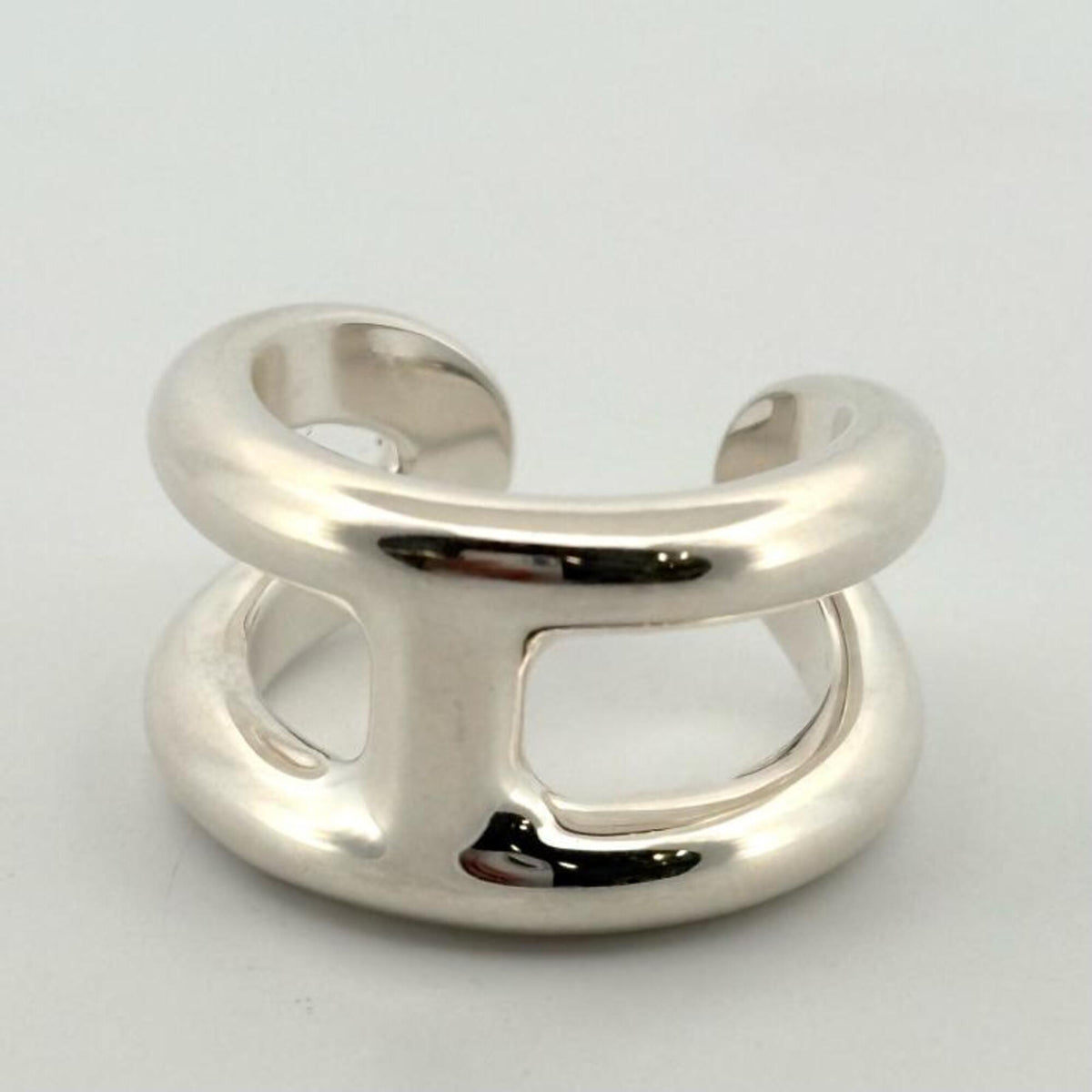 Hermes Silver Silver 925 Band Ring (Pre-Owned)