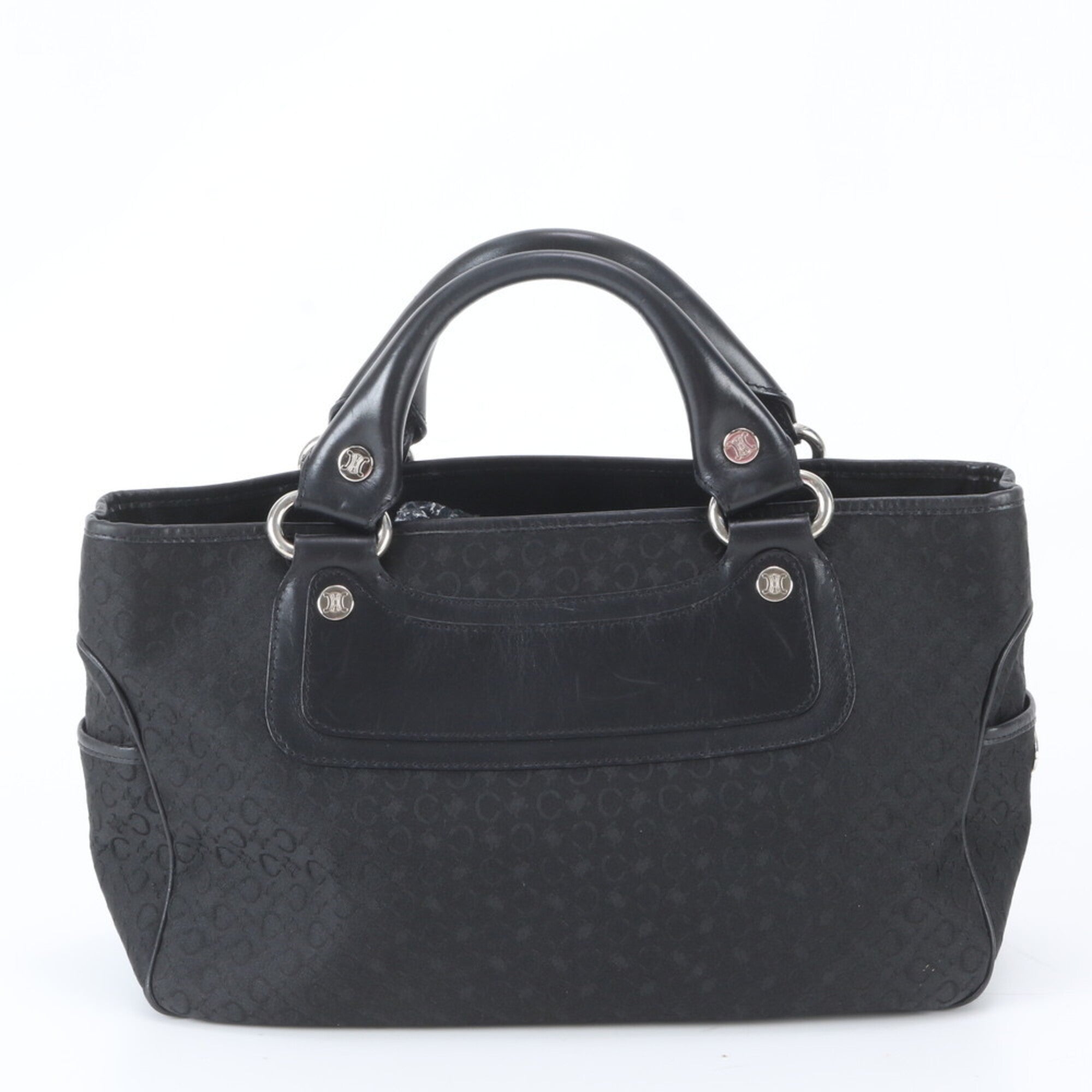 Celine Black Leather Canvas Handbag Tote Bag (Pre-Owned)