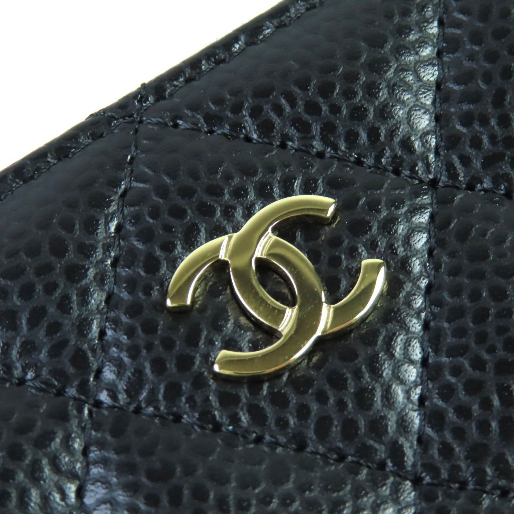 Chanel Black Grained Calfskin Coin Purse/Coin Case (Pre-Owned)
