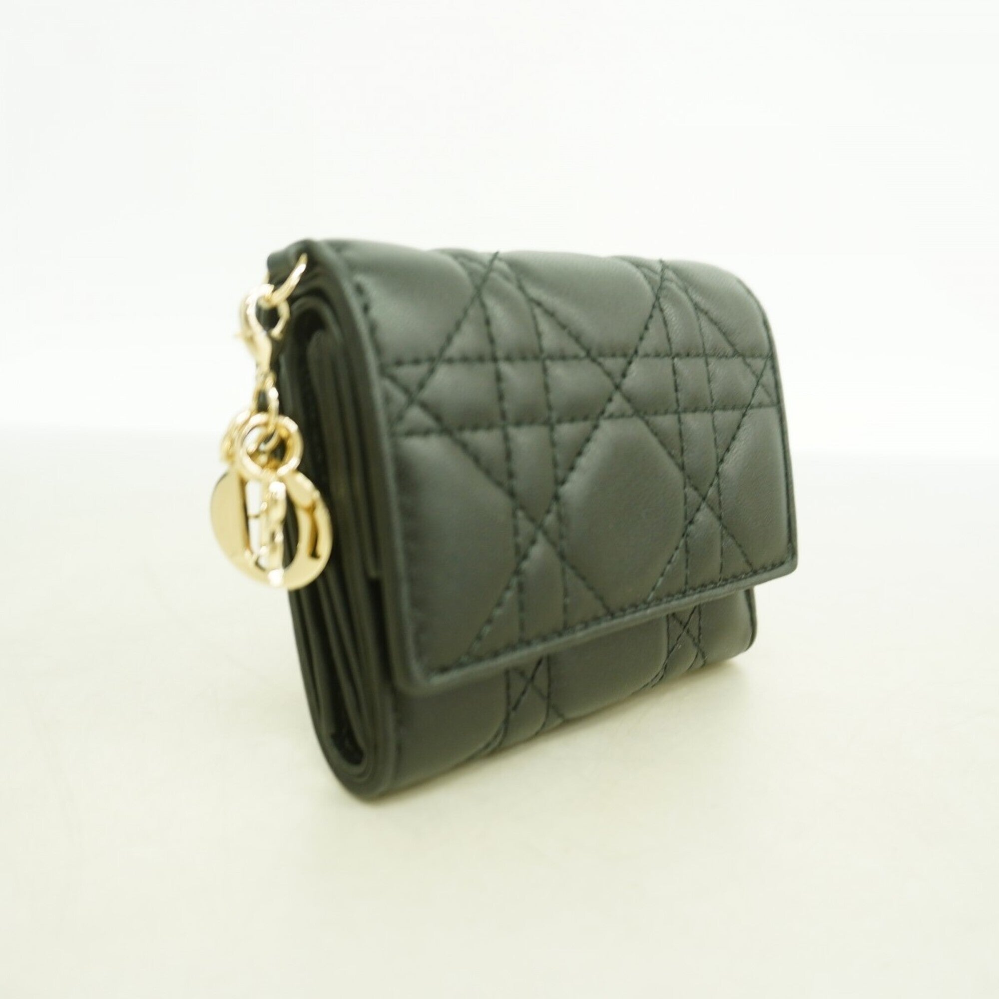 Christian Dior Black Leather Wallet (Tri-Fold) (Pre-Owned)