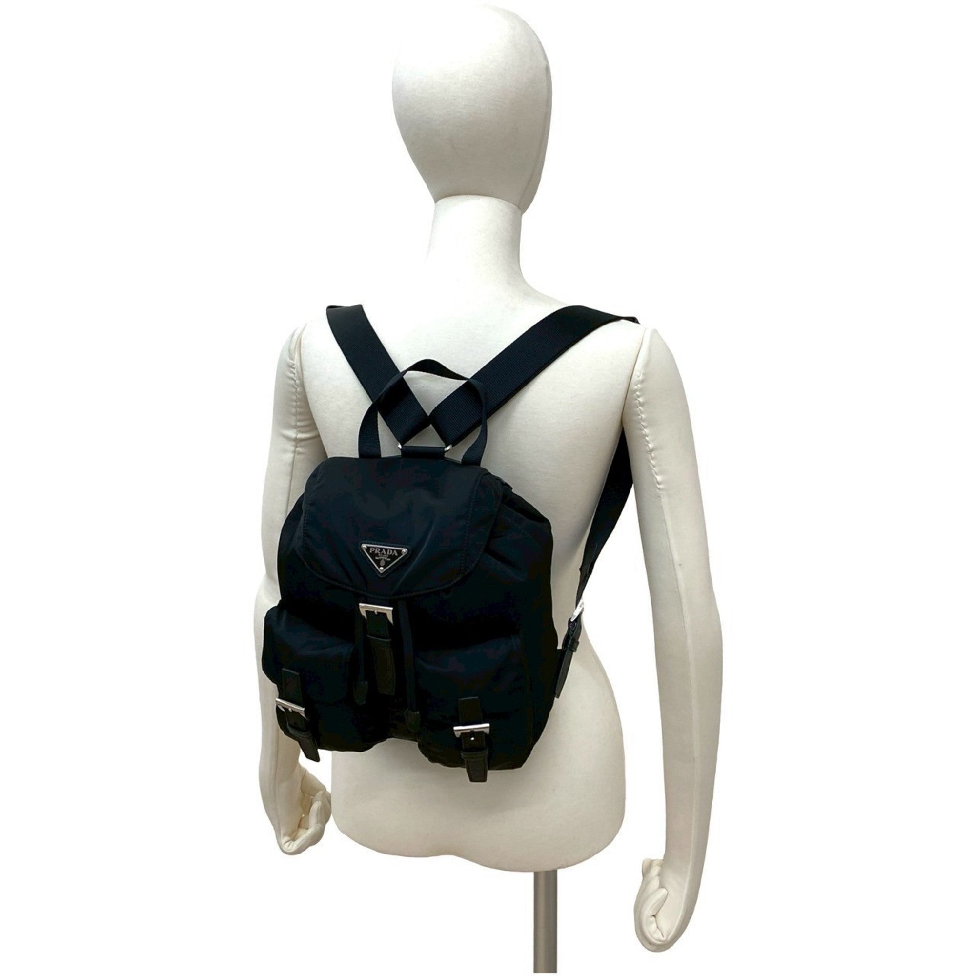 Prada Black Nylon Leather Backpack (Pre-Owned)