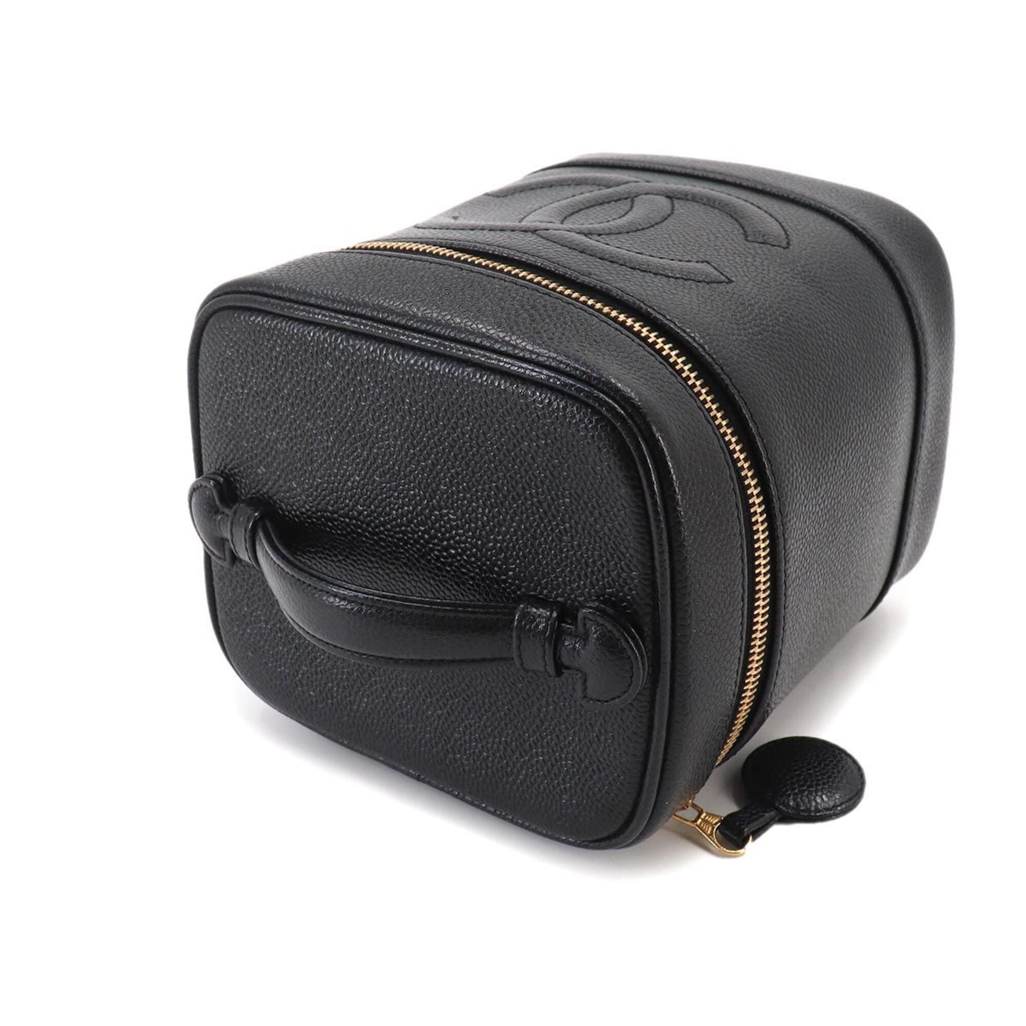 Chanel Black Grained Calfskin Handbag Vanity Bag (Pre-Owned)