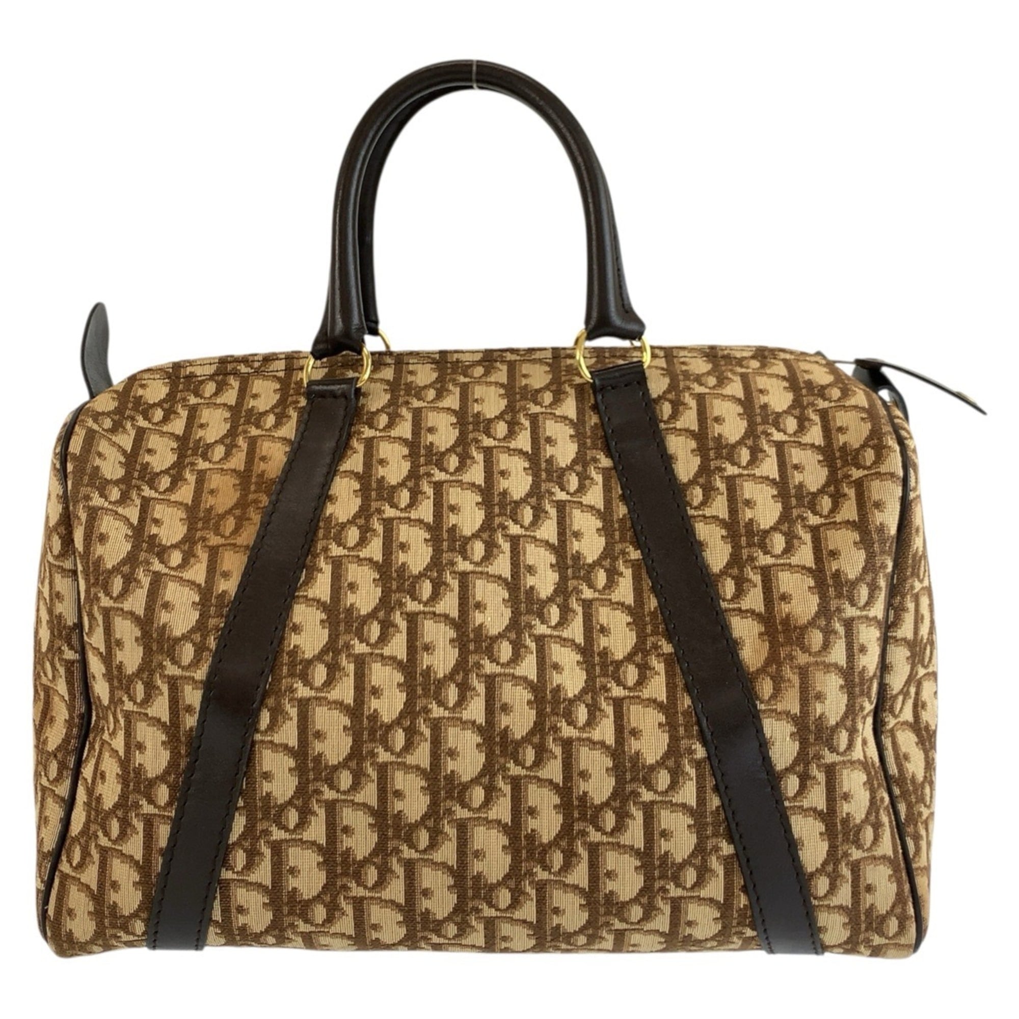 Christian Dior Brown Canvas Boston Bag Handbag (Pre-Owned)