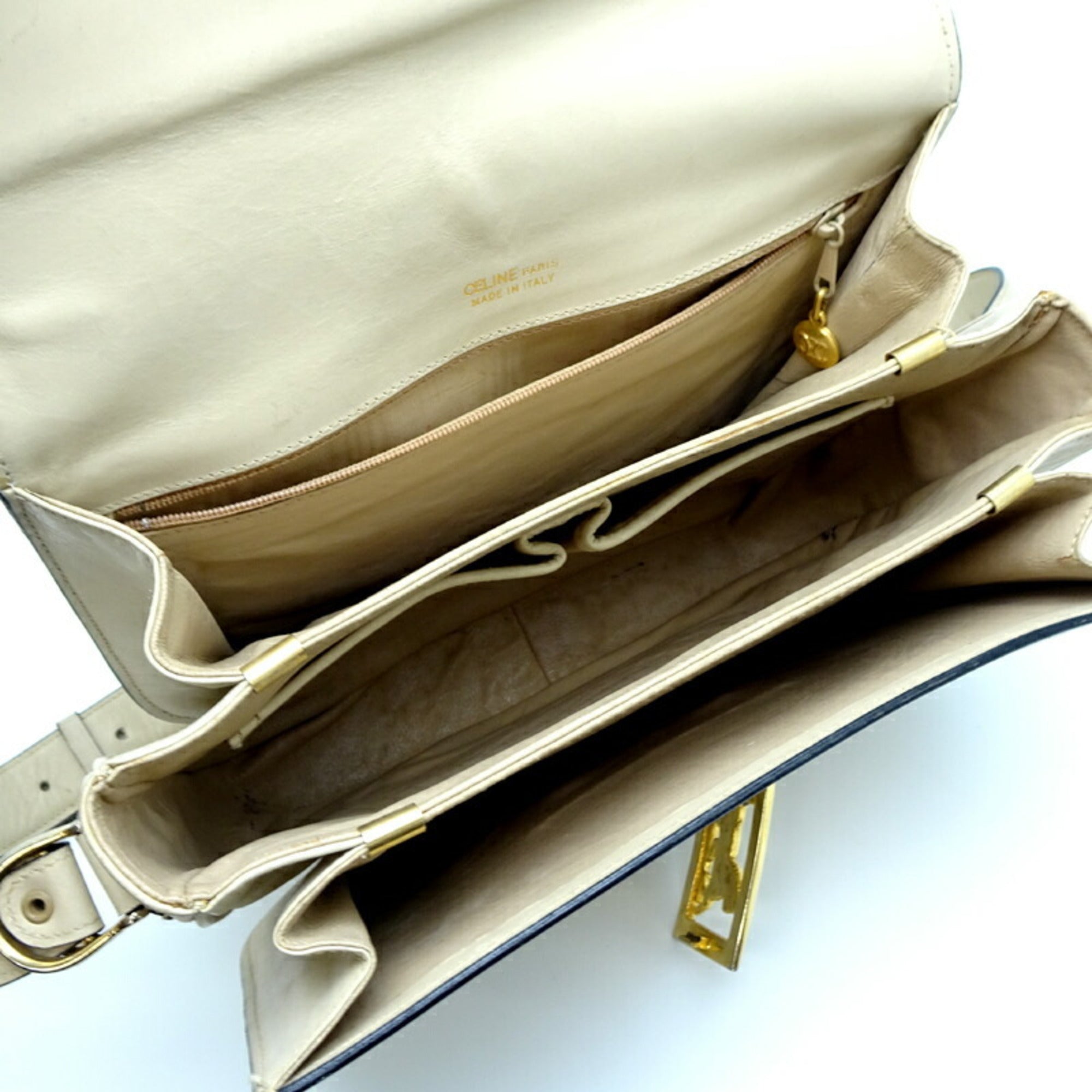 Celine Ivory Leather Shoulder Bag (Pre-Owned)