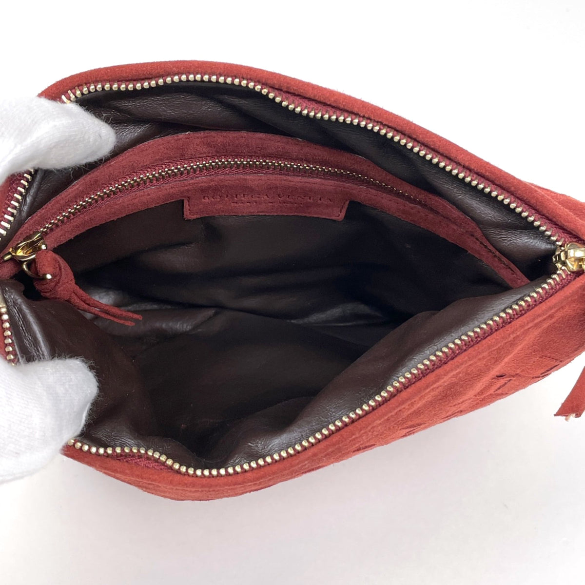 Bottega Veneta Intrecciato Red Color Leather Clutch Bag (Pre-Owned)