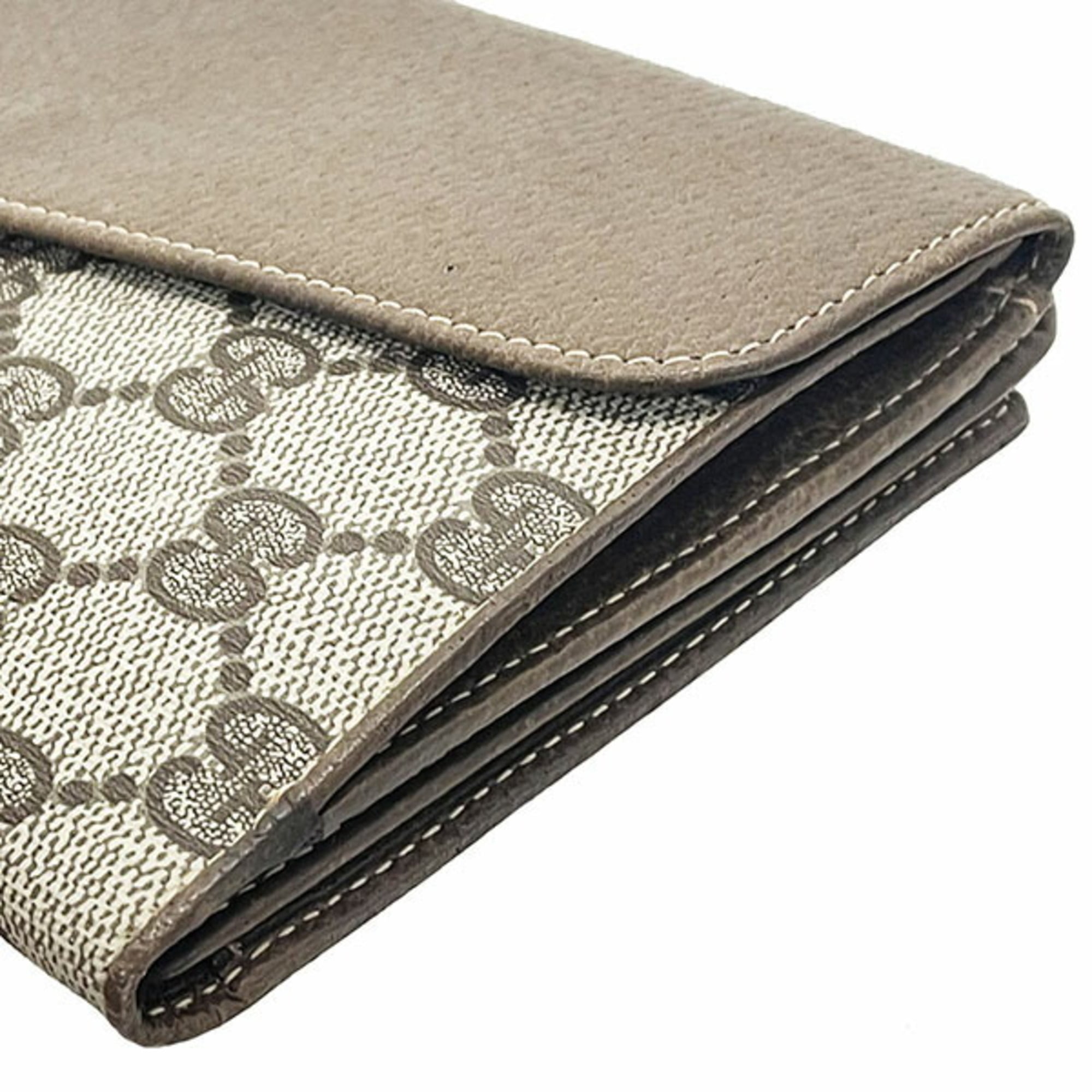 Gucci Beige Brown Pvc Leather Long Wallet (Bi-Fold) (Pre-Owned)