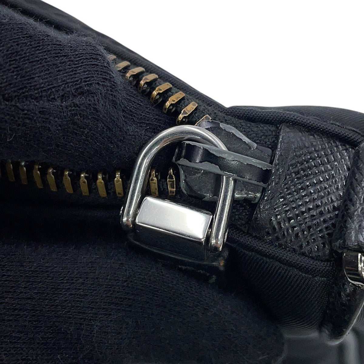 Prada Black Nylon Leather Handbag Pouch Shoulder Bag (Pre-Owned)