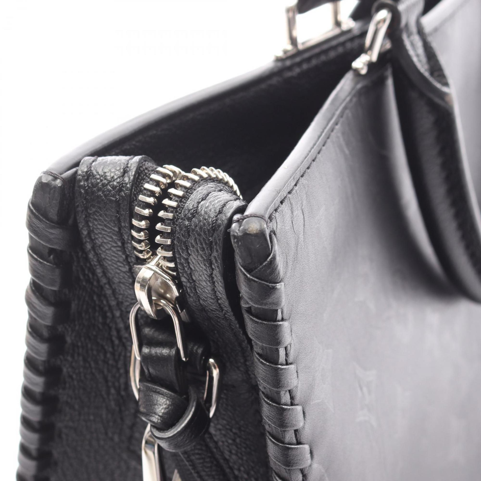 Louis Vuitton Black Leather Tote Bag (Pre-Owned)