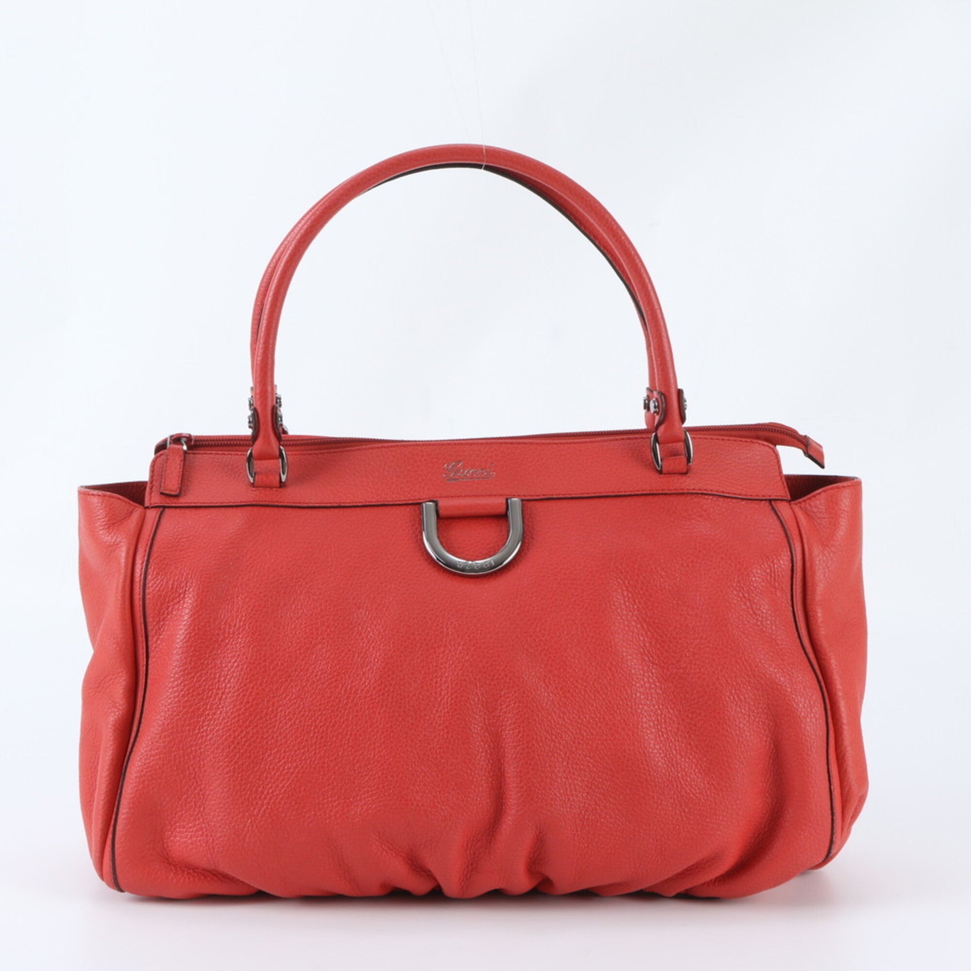 Gucci Abbey Red Color Leather Handbag Tote Bag (Pre-Owned)