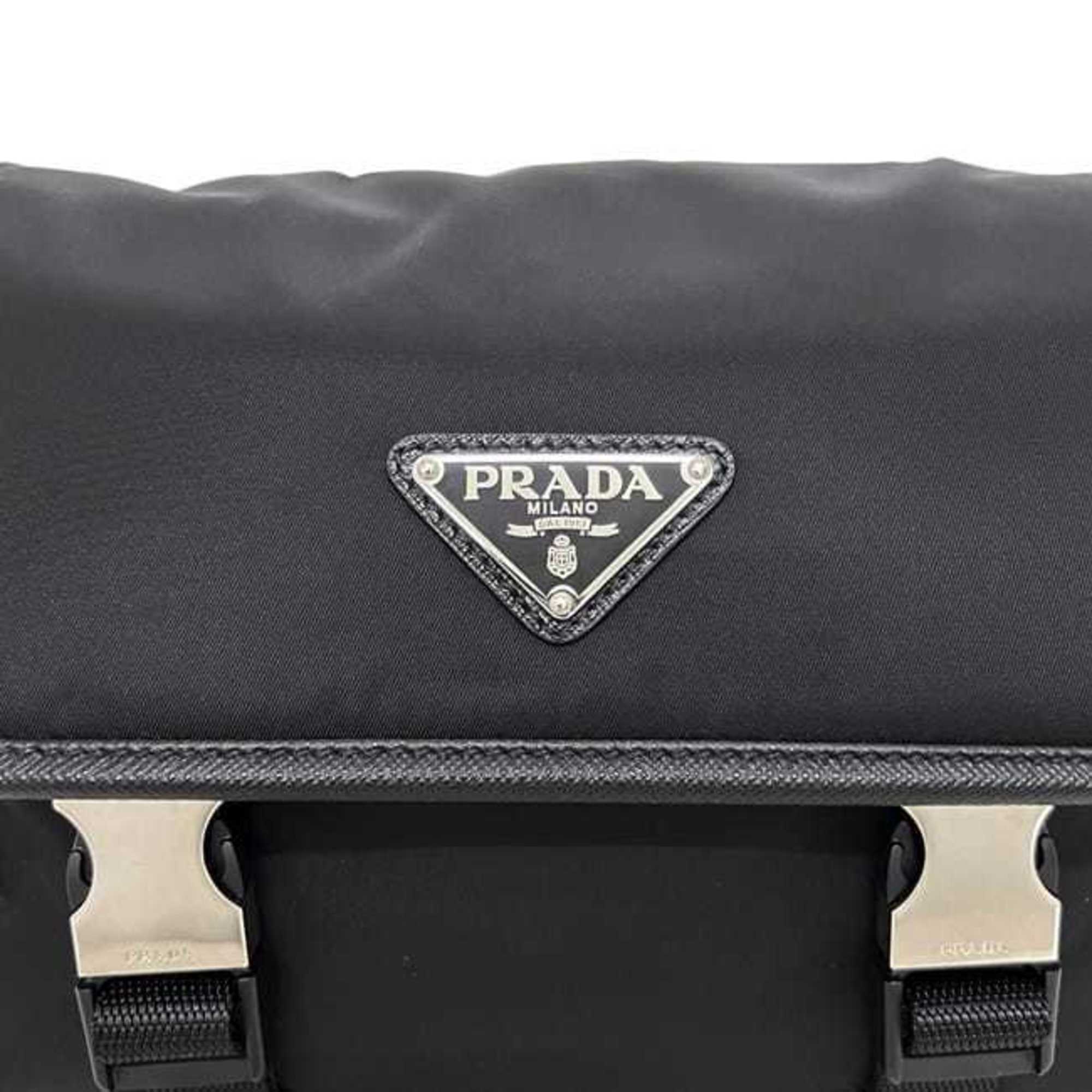 Prada Black Nero Nylon Leather Shoulder Bag (Pre-Owned)