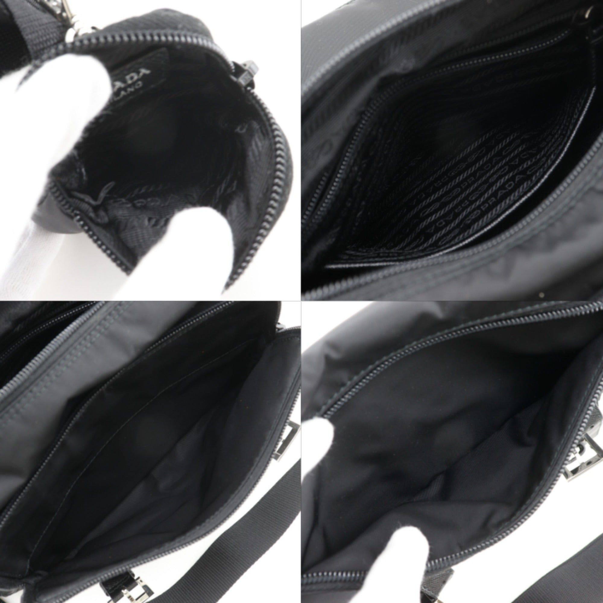 Prada Black Nero Nylon Messenger Bag Shoulder Bag (Pre-Owned)