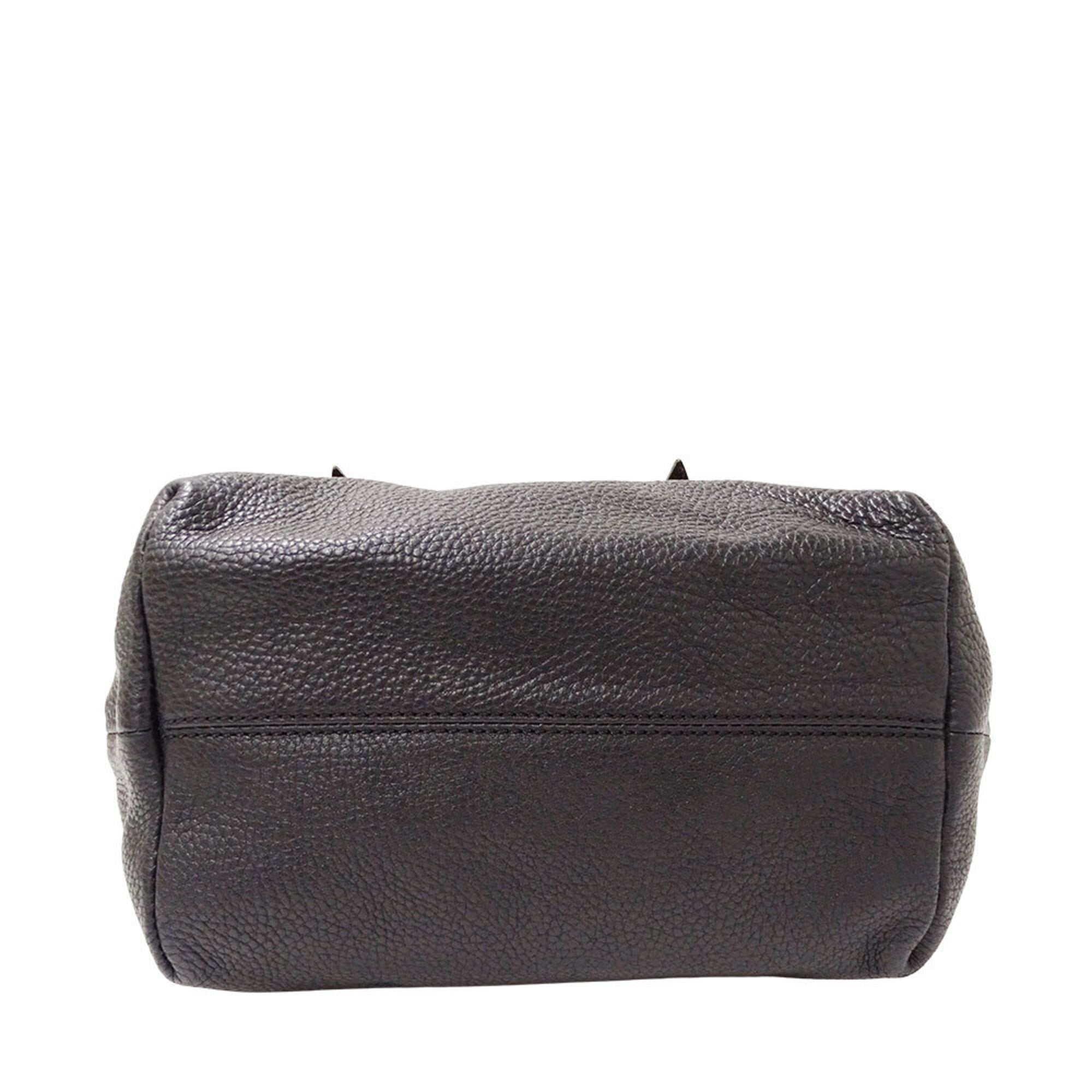 Burberry Black Leather Handbag Tote Bag (Pre-Owned)