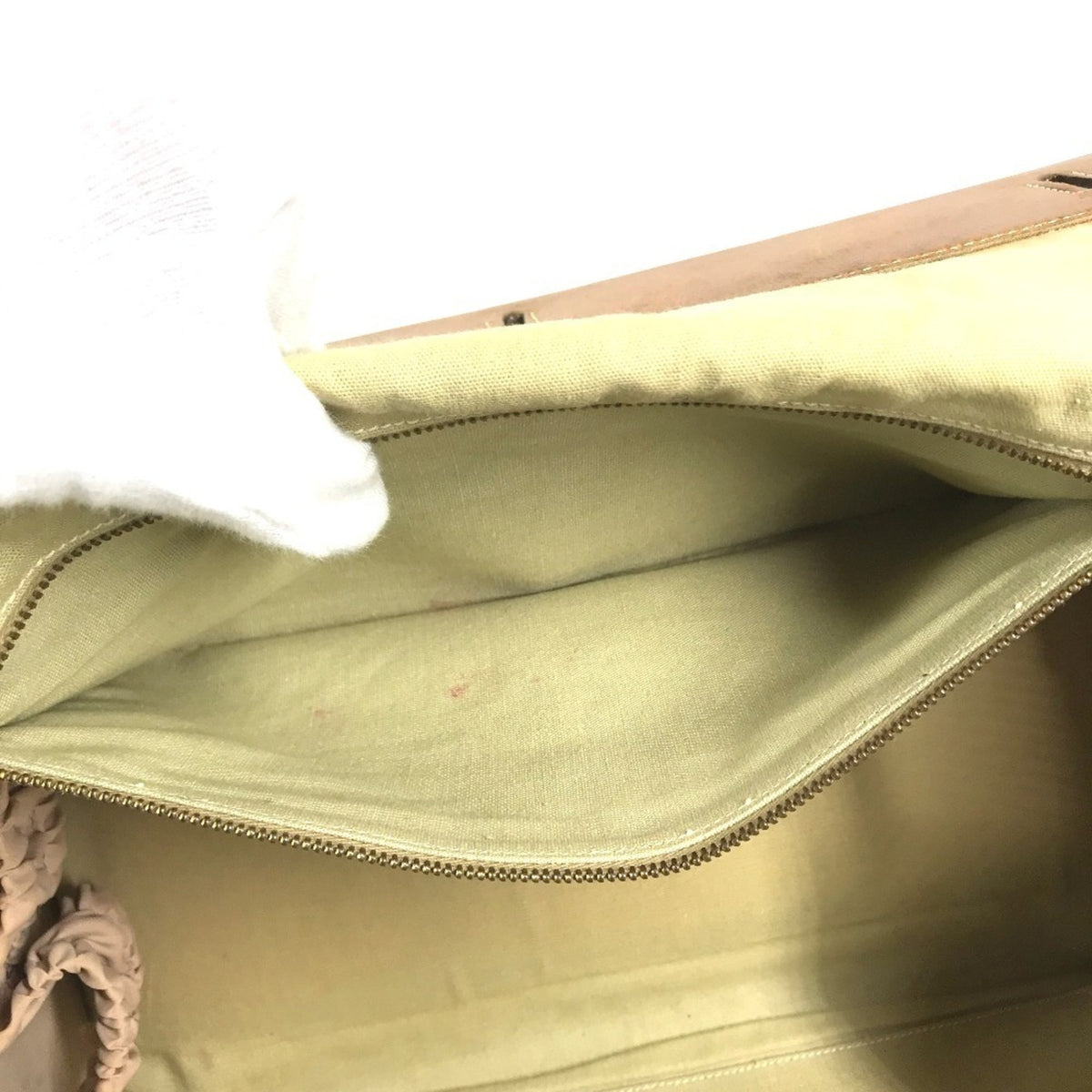 Hermes Beige Brown Leather Canvas Boston Bag Shoulder Bag Vanity Bag (Pre-Owned)