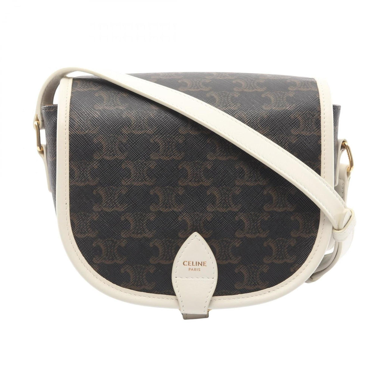 Celine Black Brown White Coated Canvas Pvc Leather Shoulder Bag (Pre-Owned)