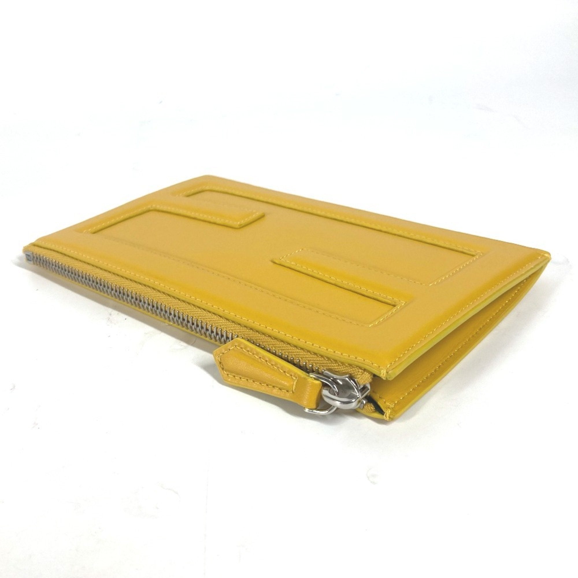 Fendi Yellow Leather Clutch Bag Pouch (Pre-Owned)