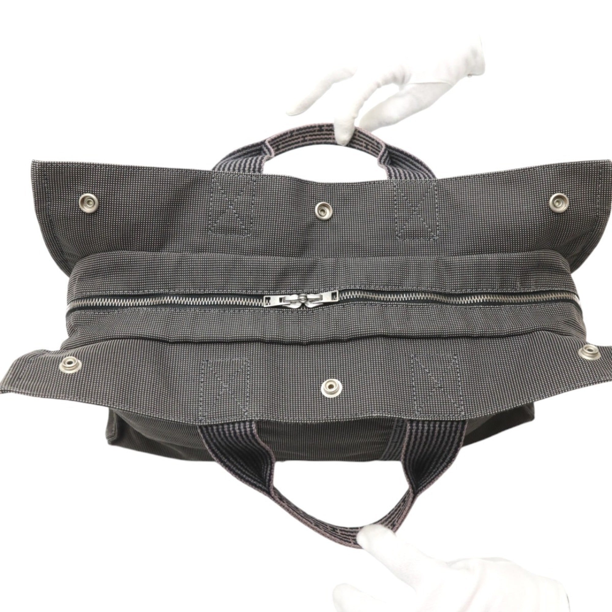 Hermes Her Line Gray Canvas Tote Bag (Pre-Owned)