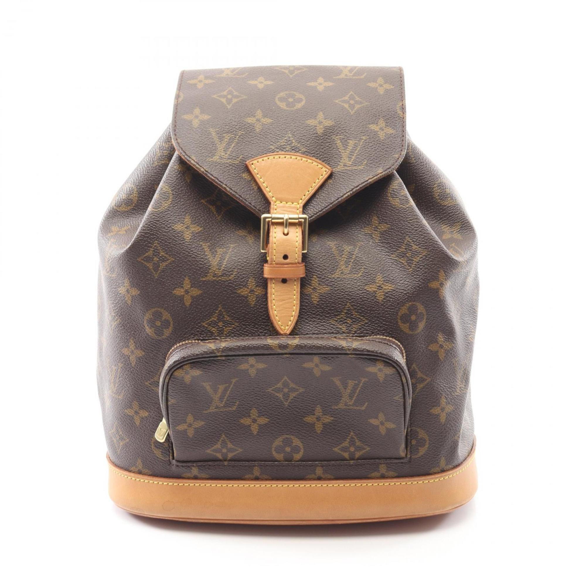 Louis Vuitton Brown Monogram Coated Canvas Leather Backpack Handbag (Pre-Owned)