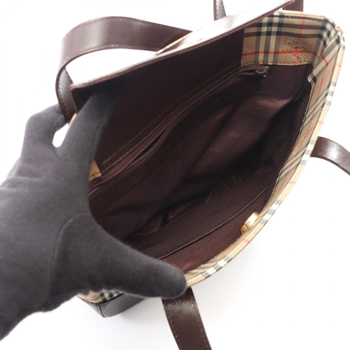 Burberry Beige Brown Canvas Leather Handbag Tote Bag (Pre-Owned)