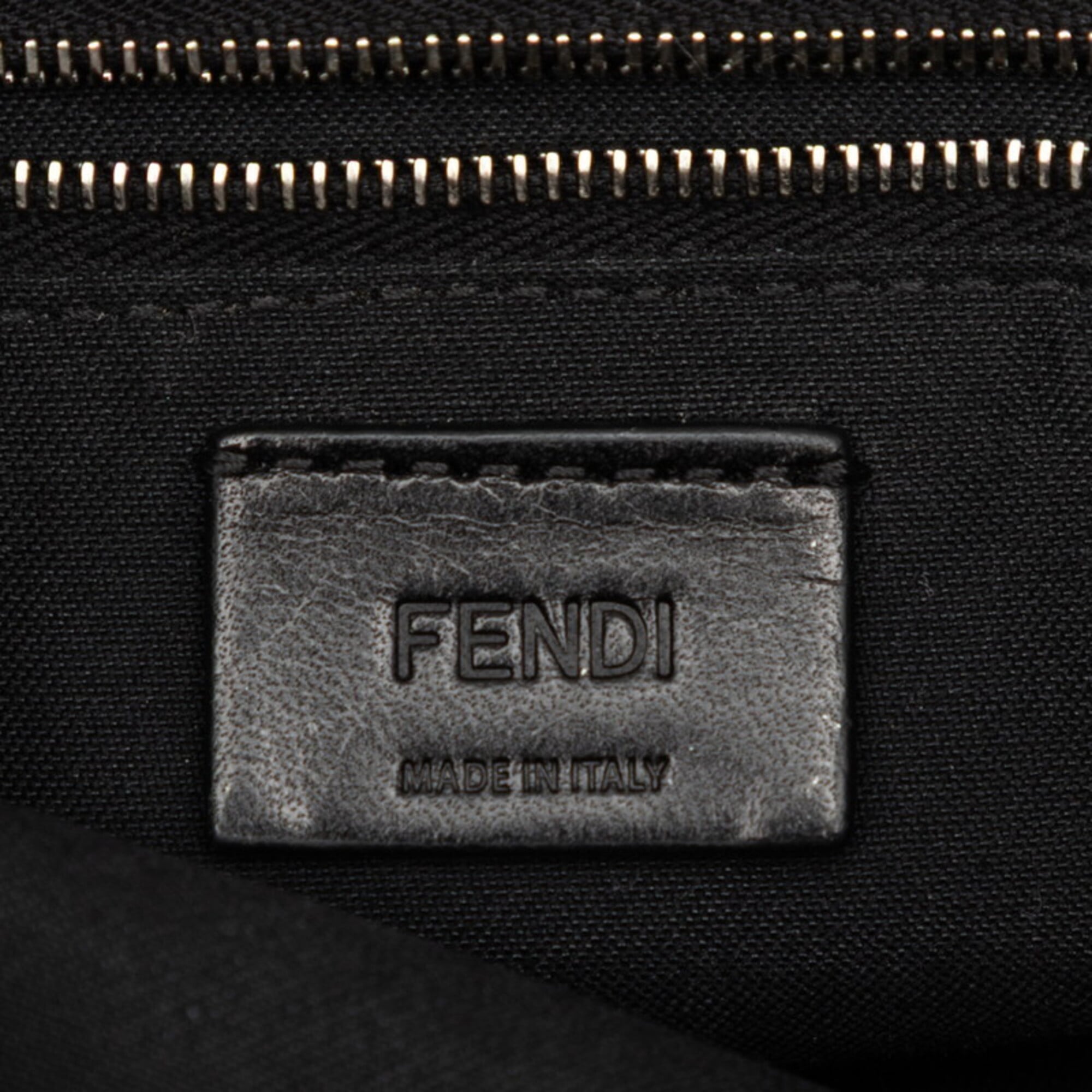 Fendi Black Brown Canvas Leather Shoulder Bag (Pre-Owned)