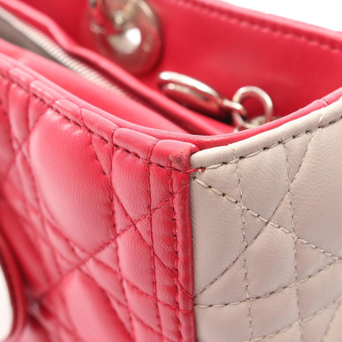 Christian Dior Gray Pink Leather Handbag (Pre-Owned)