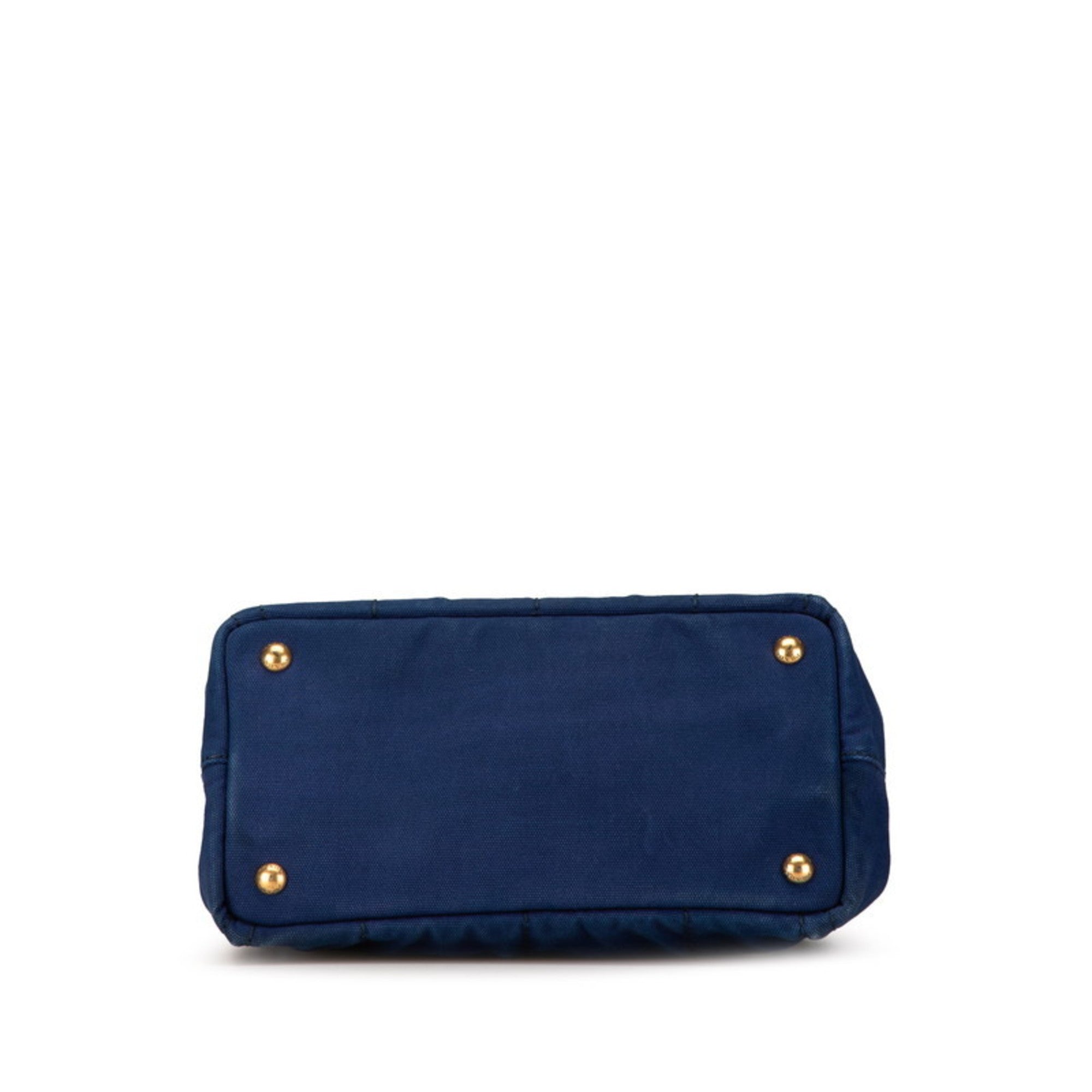 Prada Canapa Navy Canvas Handbag Shoulder Bag (Pre-Owned)