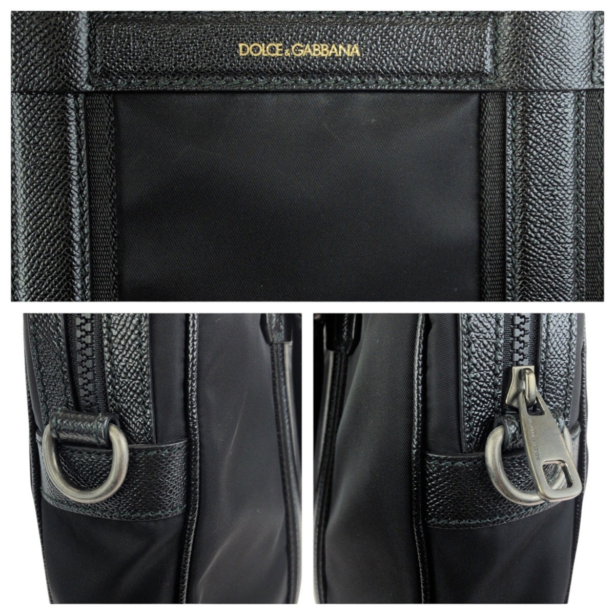 Dolce & Gabbana Black Nylon Leather Briefcase Shoulder Bag (Pre-Owned)