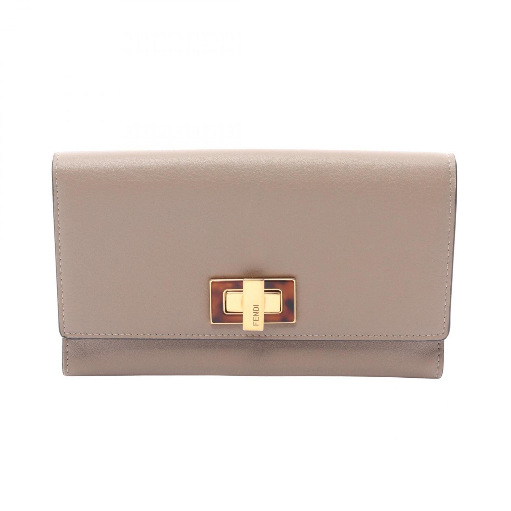 Fendi Beige Leather Long Wallet (Bi-Fold) (Pre-Owned)